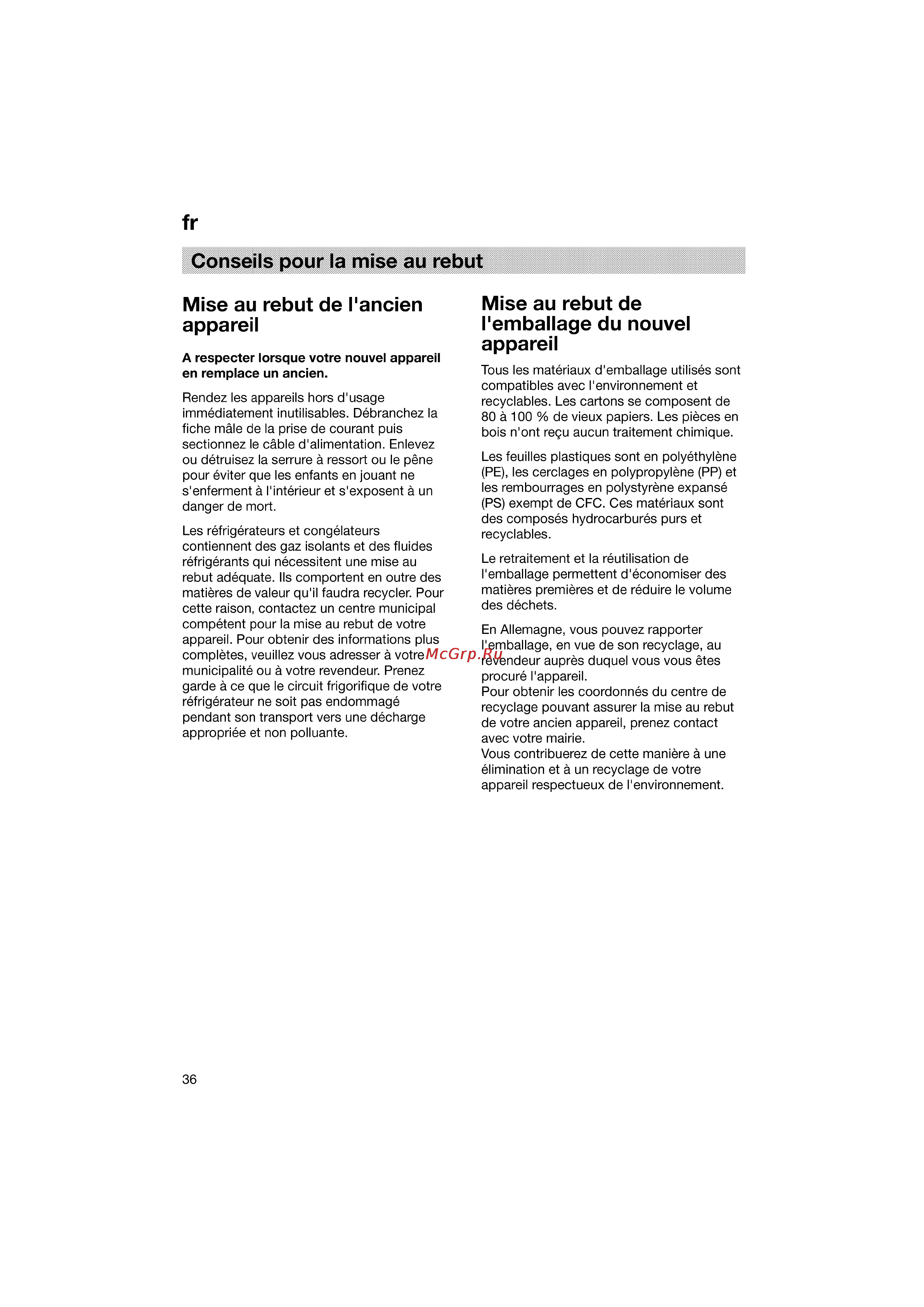 Bosch KGV36640 [36/141] Conseils pour la mise au rebut