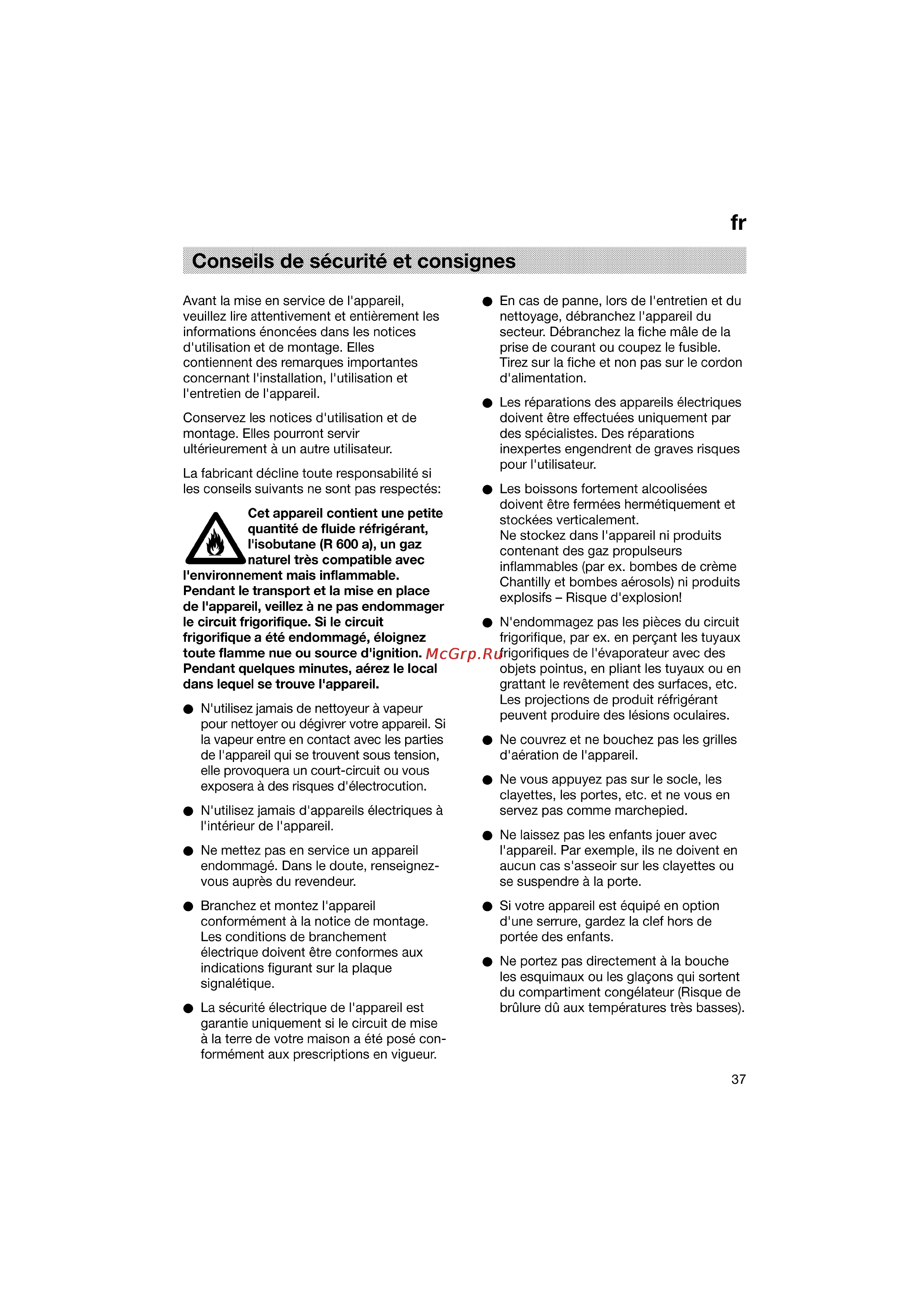 Bosch KGV36640 [37/141] Conseils de sécurité et consignes