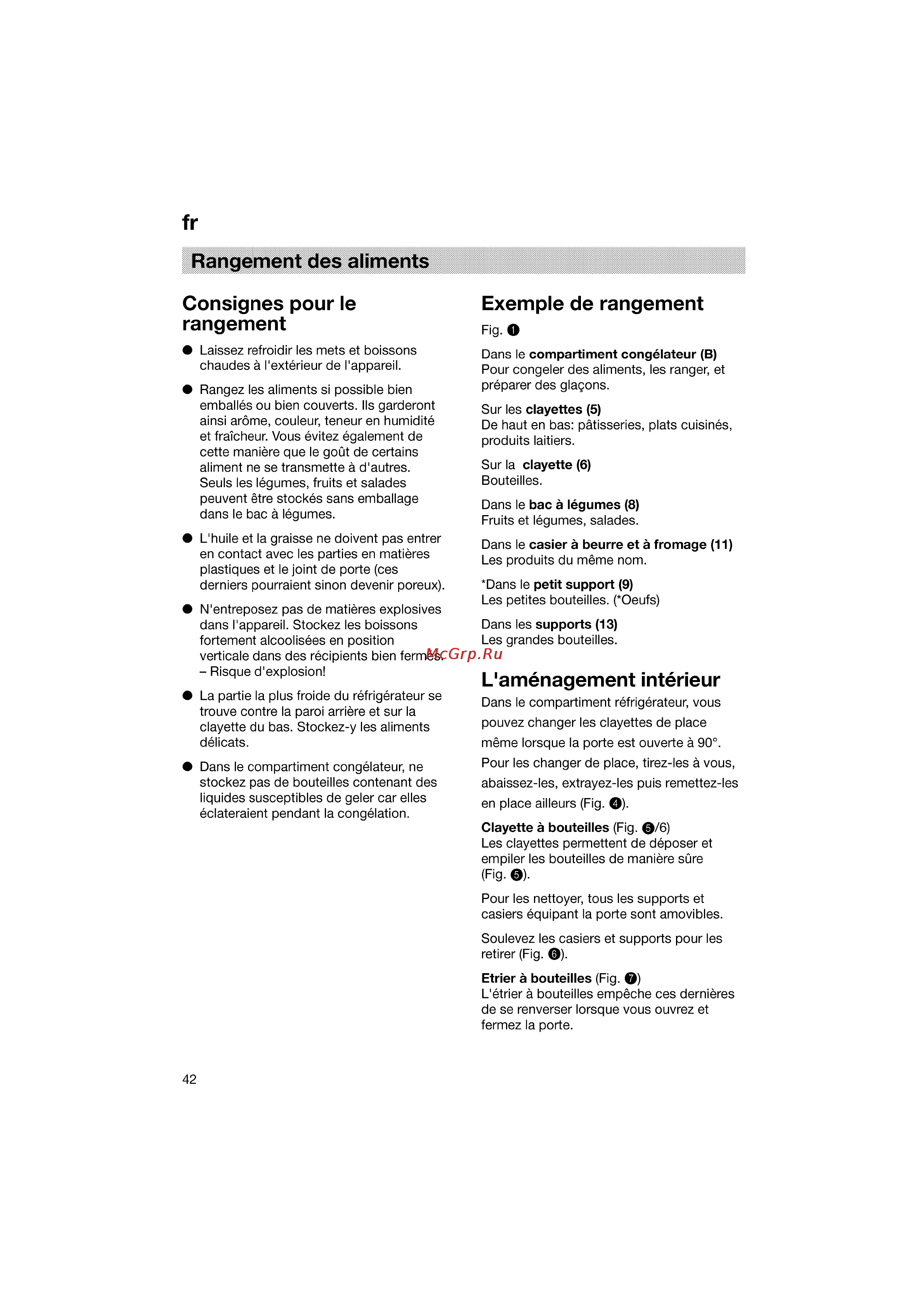 Bosch KGV36640 [42/141] Consignes pour le rangement
