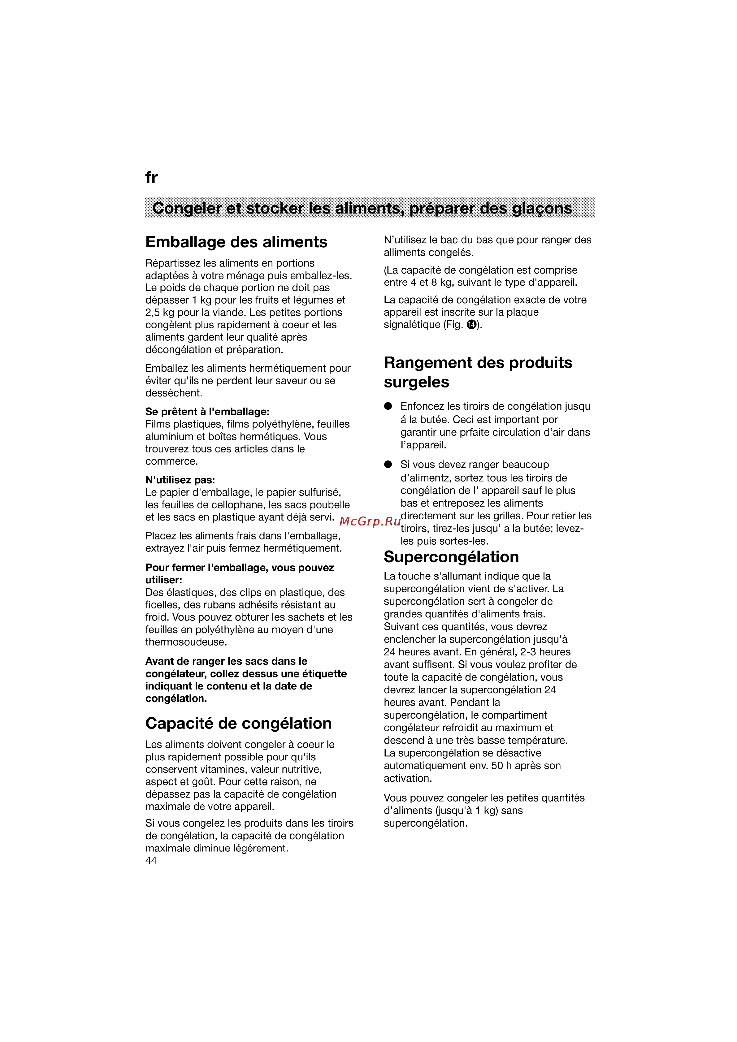 Bosch KGV36640 [44/141] Capacité de congélation