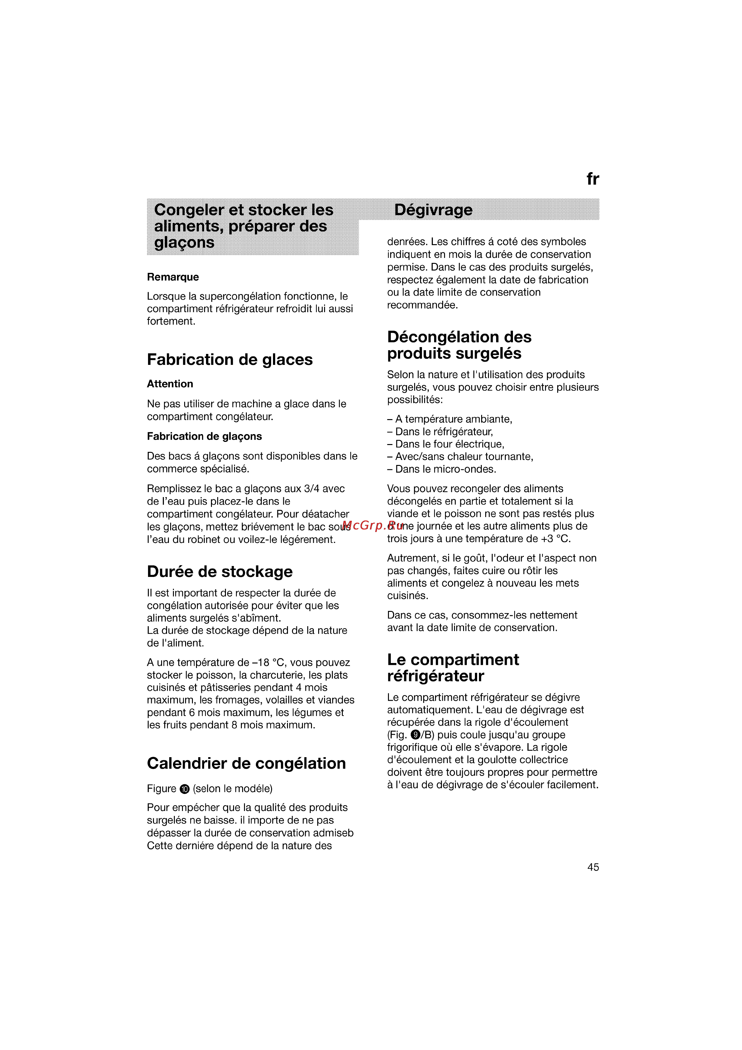 Bosch KGV36640 [45/141] Calendrier de congélation
