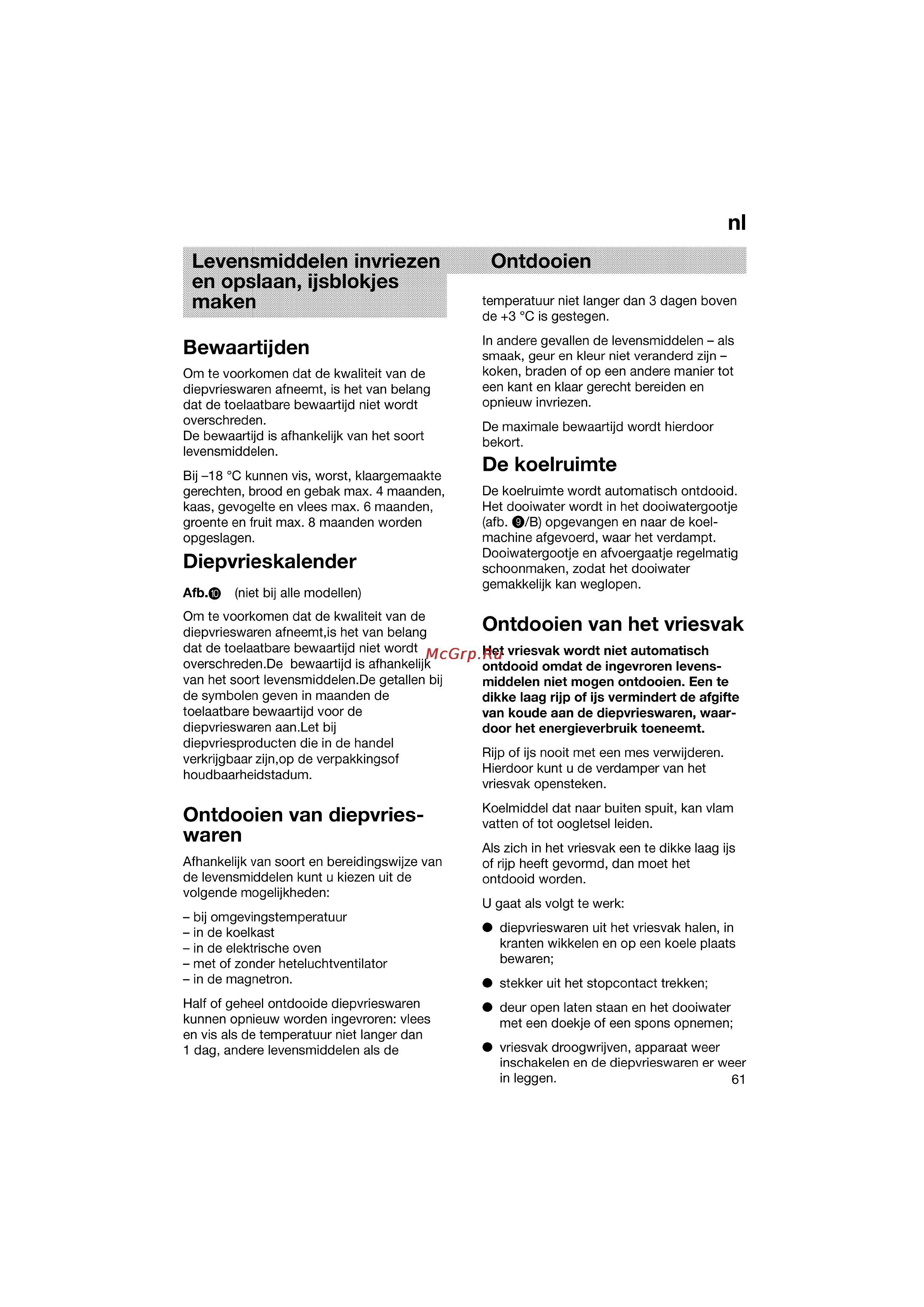 Bosch KGV36640 [61/141] Bewaartijden