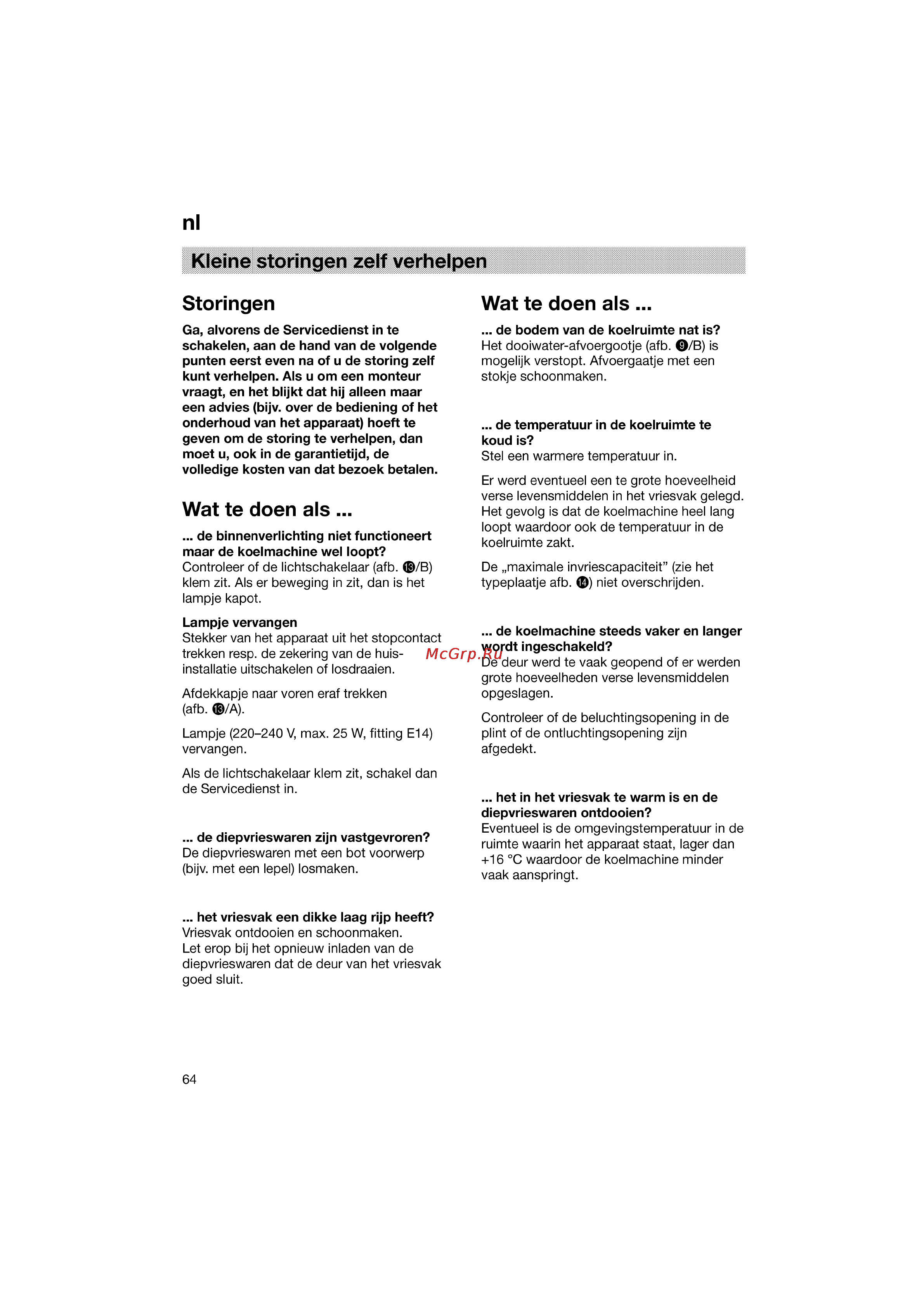 Bosch KGV36640 [64/141] Kleine storingen zelf verhelpen