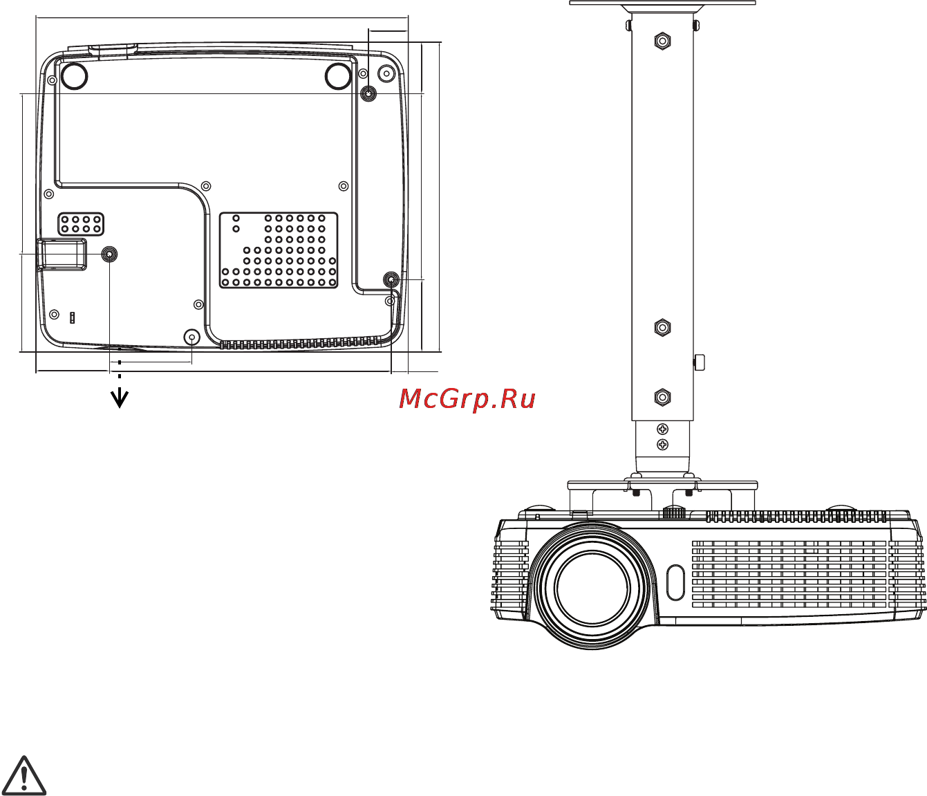 Optoma EX631 [46/59] Крепление на потолке