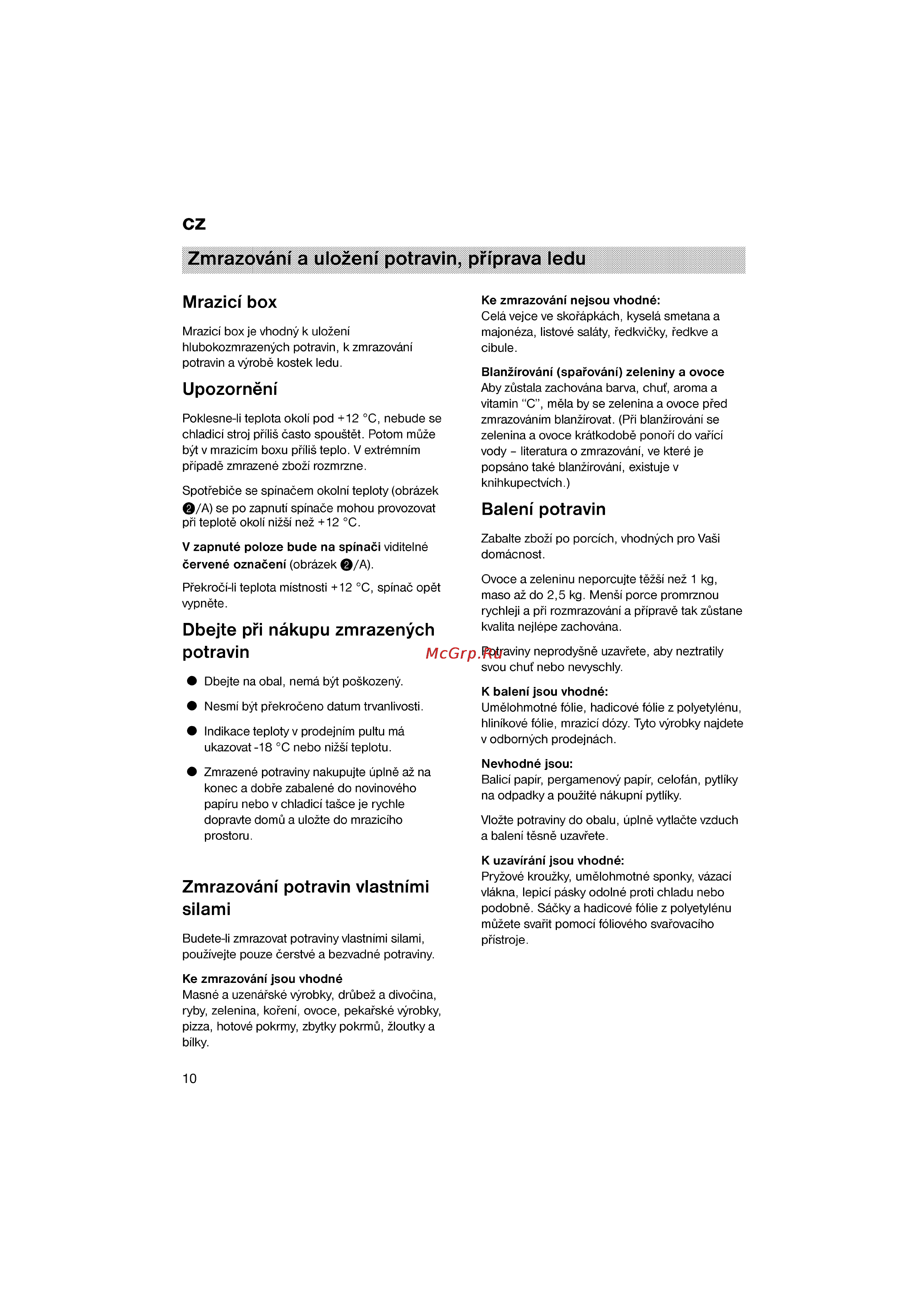 Bosch KGV33600 [10/121] Zmrazovani a ulozeni potravin priprava ledu