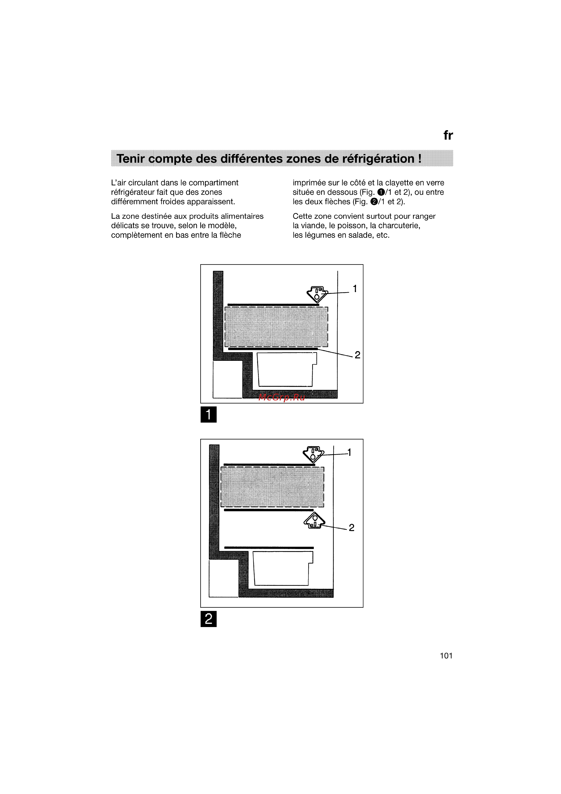 Bosch KGV33600 [101/121] Tenir compte des différentes zones de réfrigération