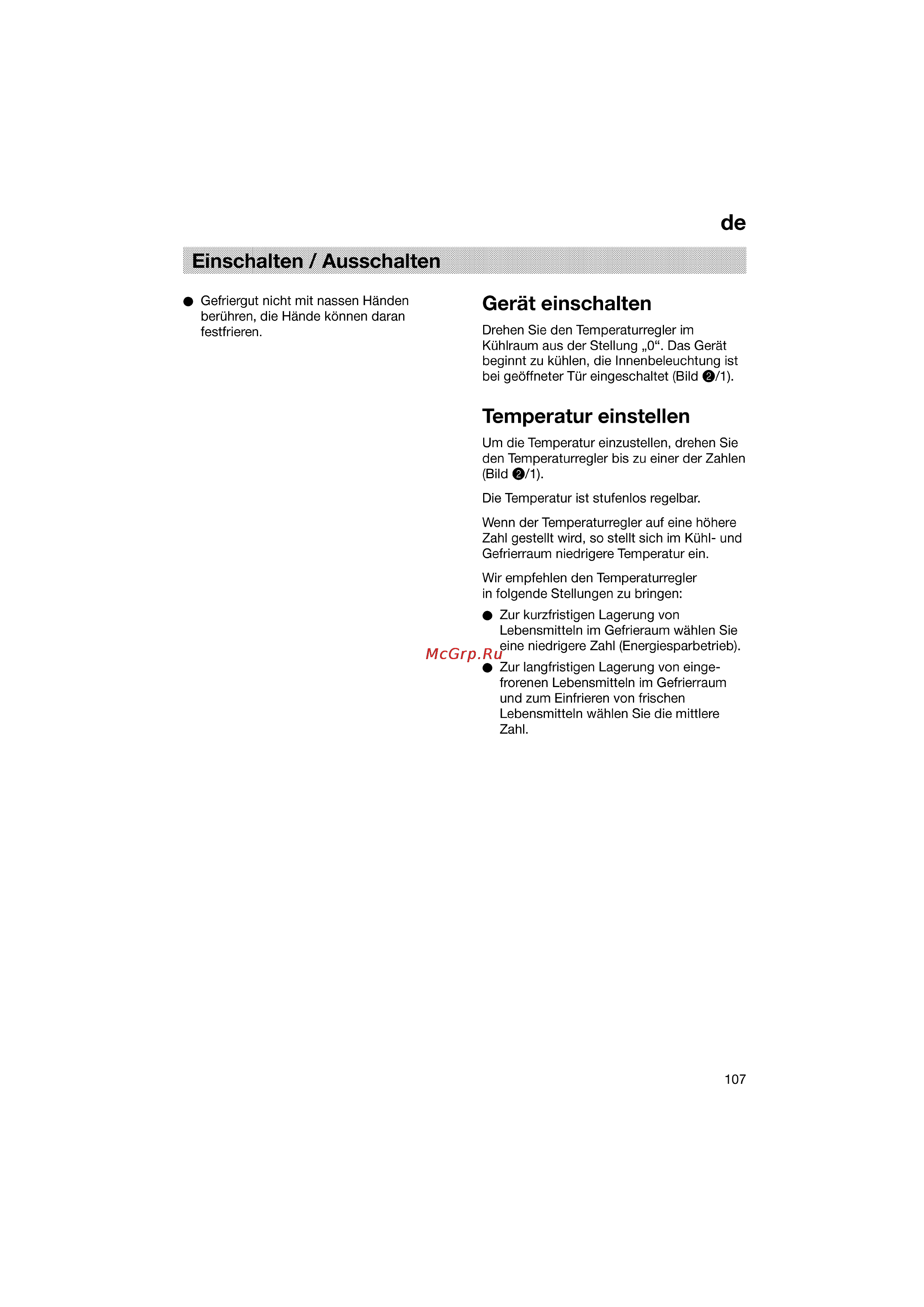 Bosch KGV33600 [107/121] Einschalten ausschalten