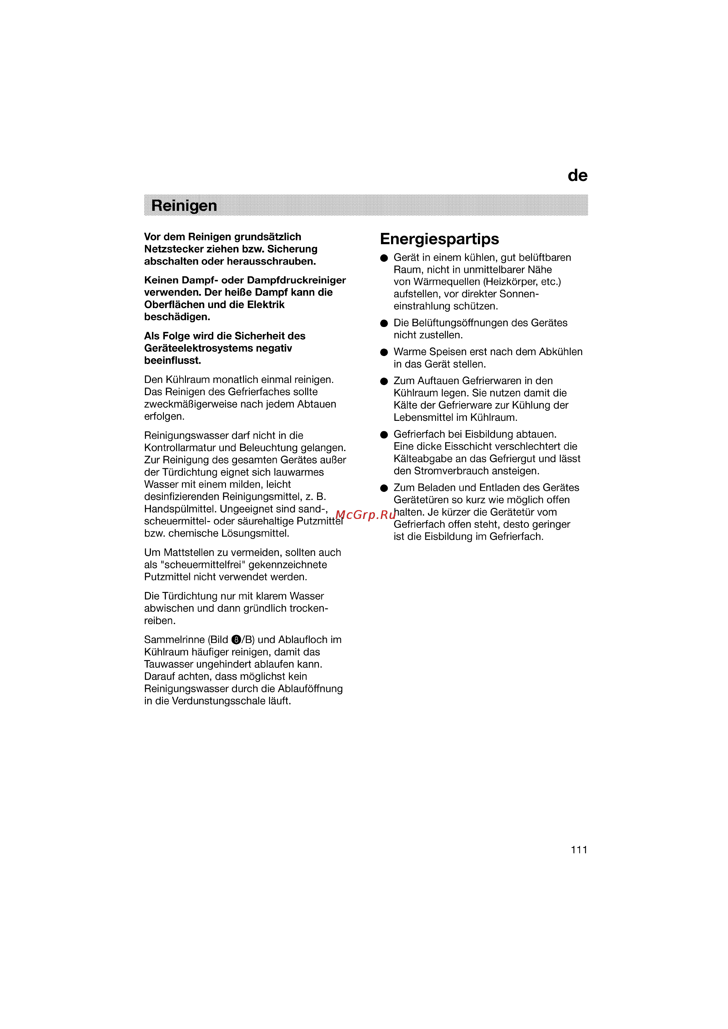 Bosch KGV26600 [111/121] Energiespartips