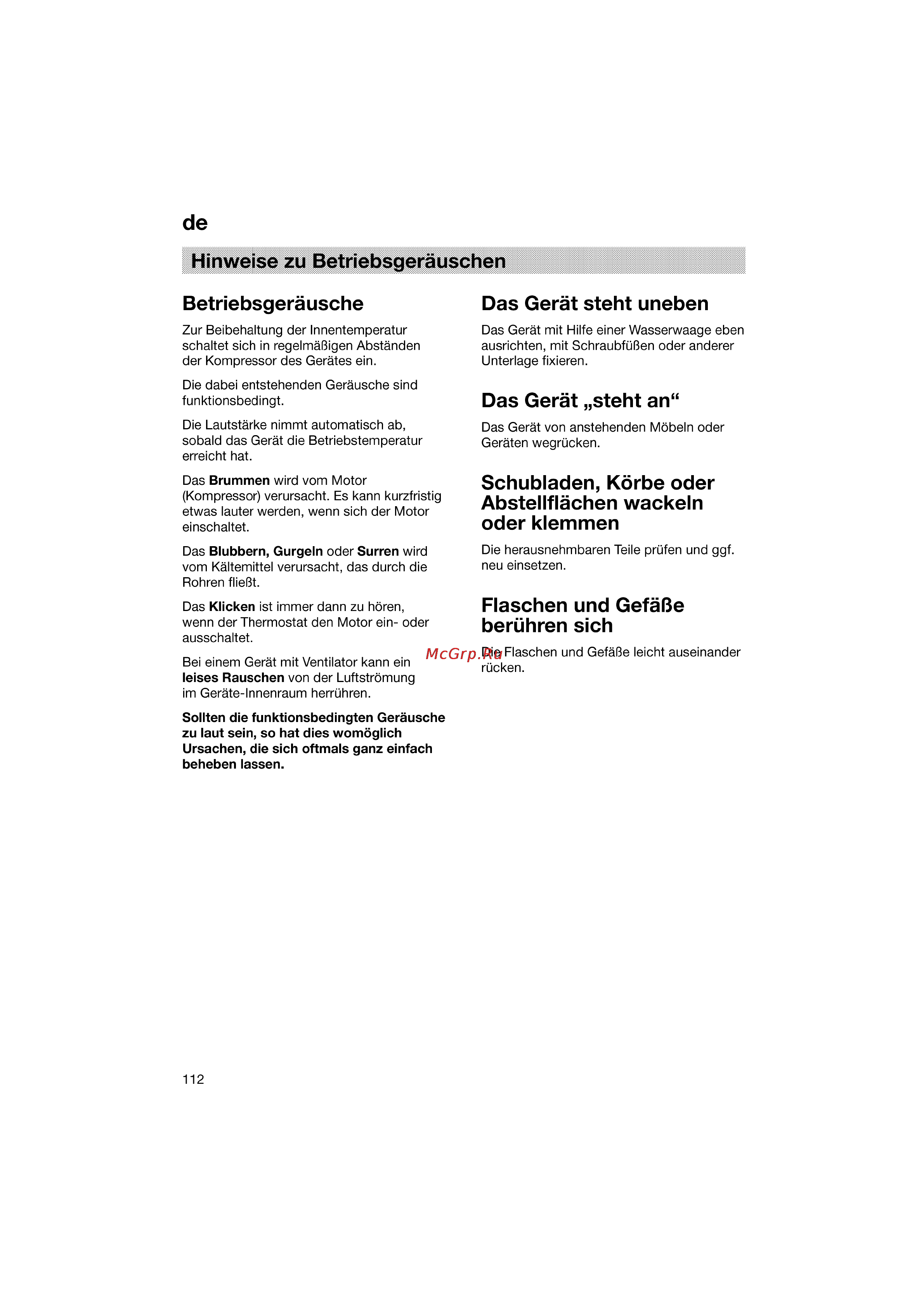 Bosch KGV26600 [112/121] Betriebsgeräusche