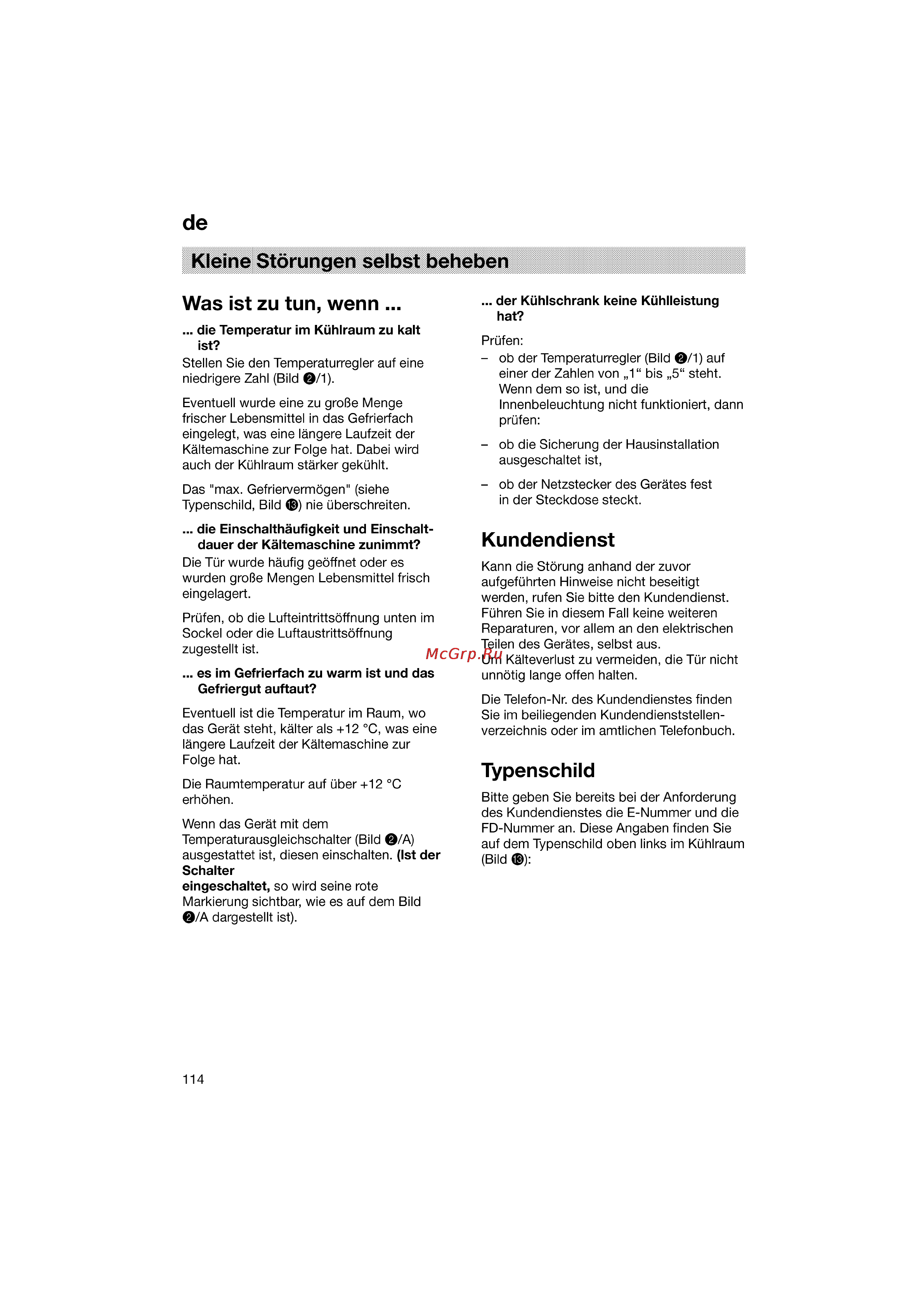 Bosch KGV33600 [114/121] Kleine störungen selbst beheben