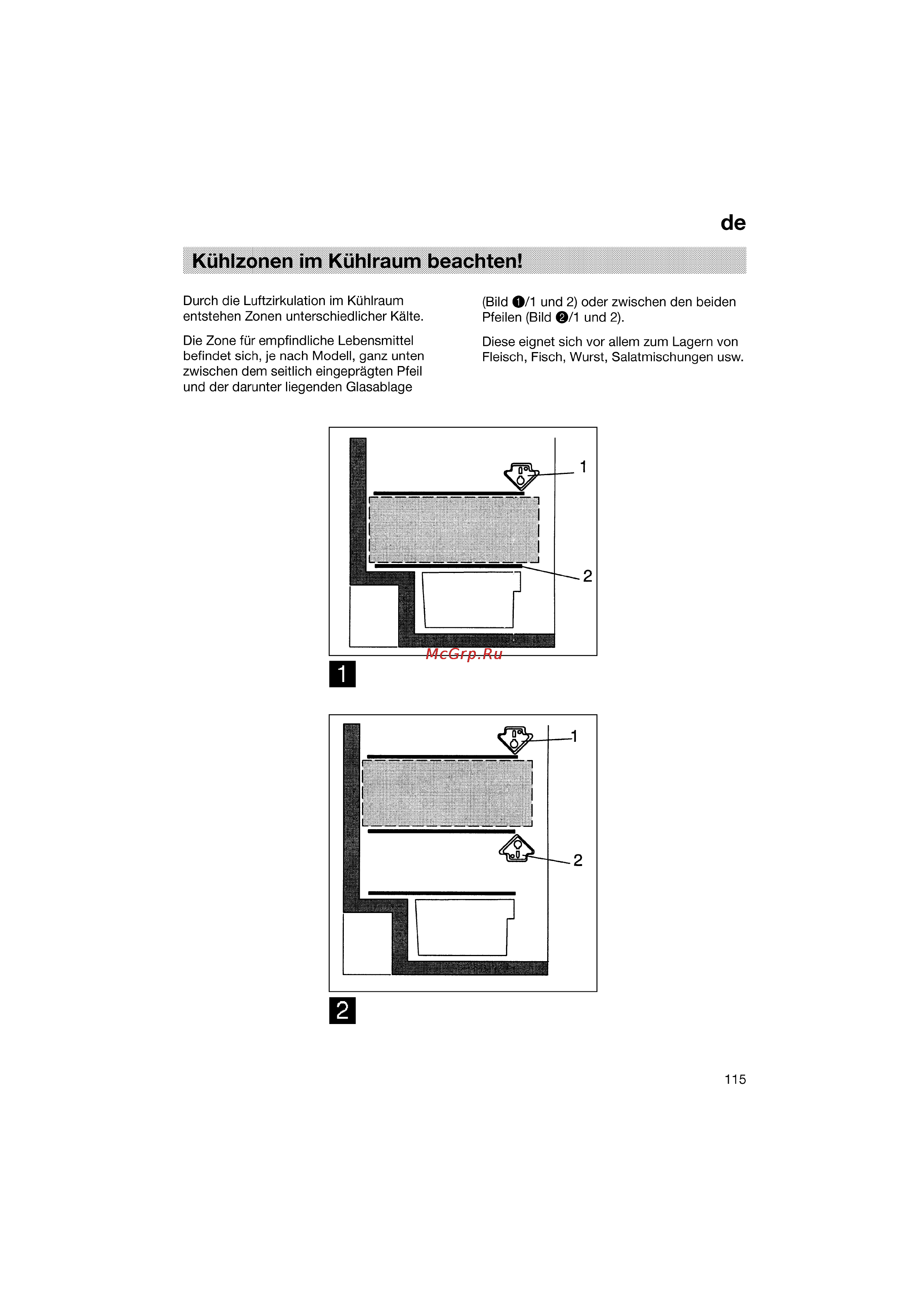 Bosch KGV36600 [115/121] Kühlzonen im kühlraum beachten