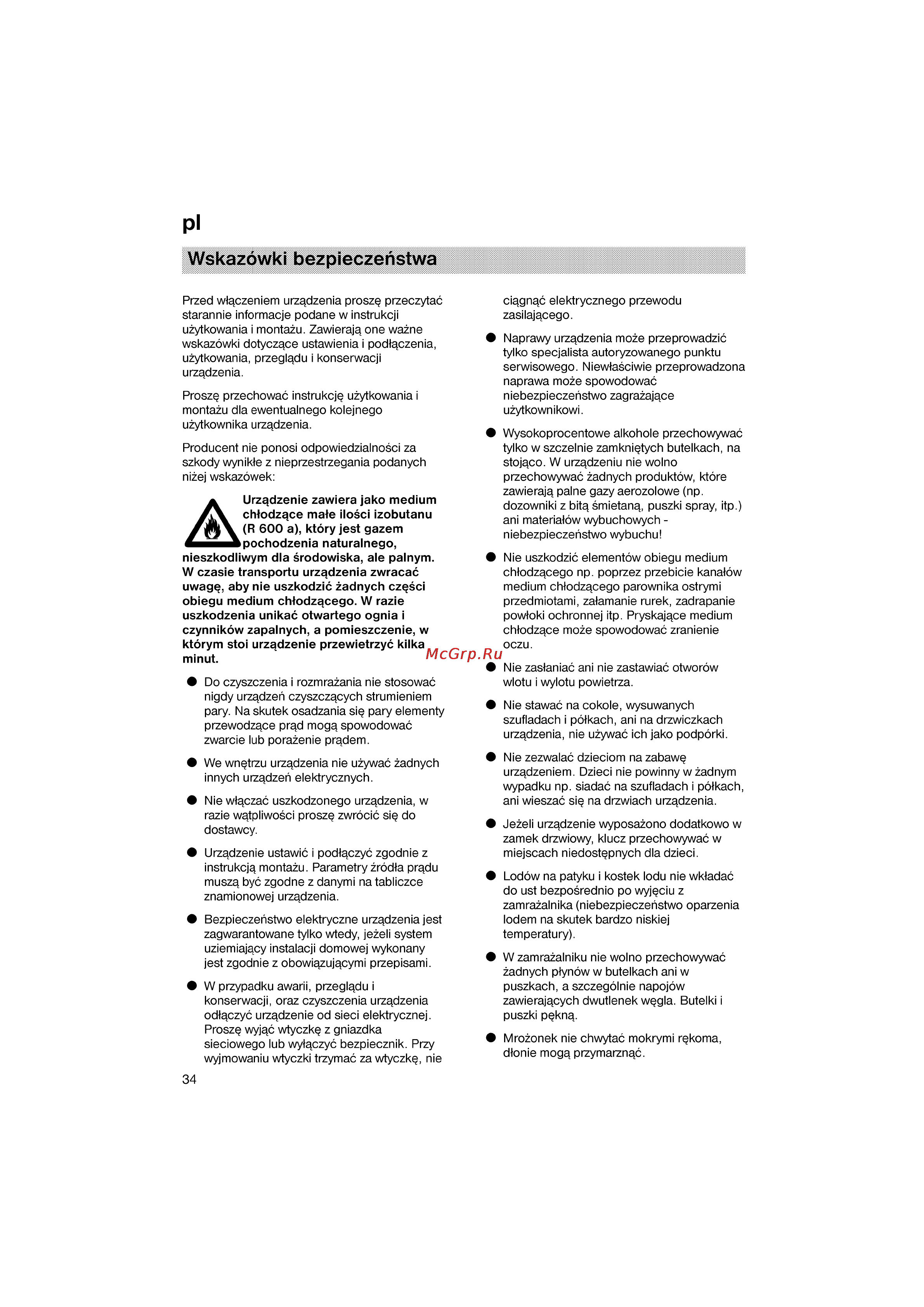 Bosch KGV36600 [34/121] Wskazöwki bezpieczehstwa