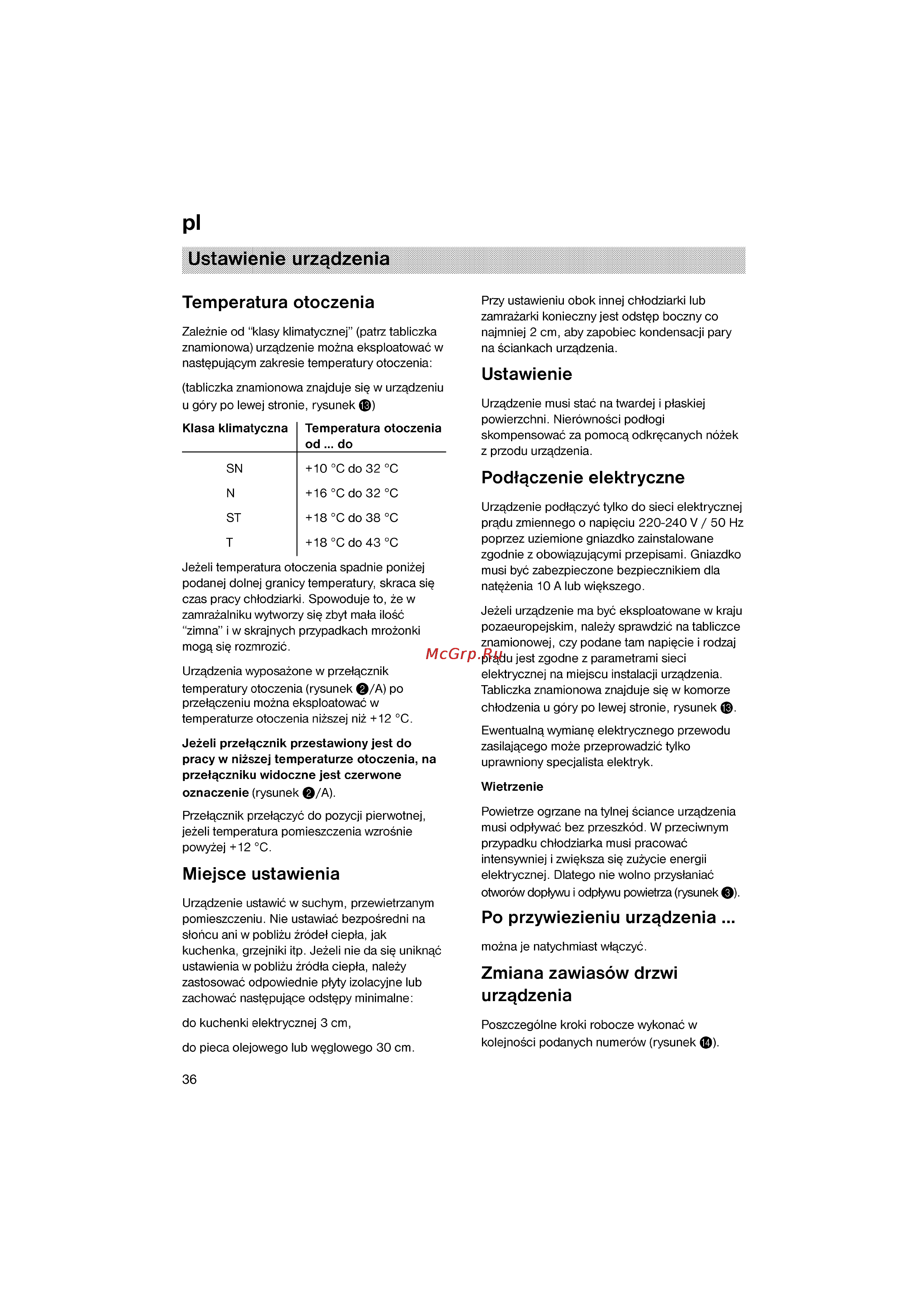 Bosch KGV36600 [36/121] Ustawienie urzqdzenia