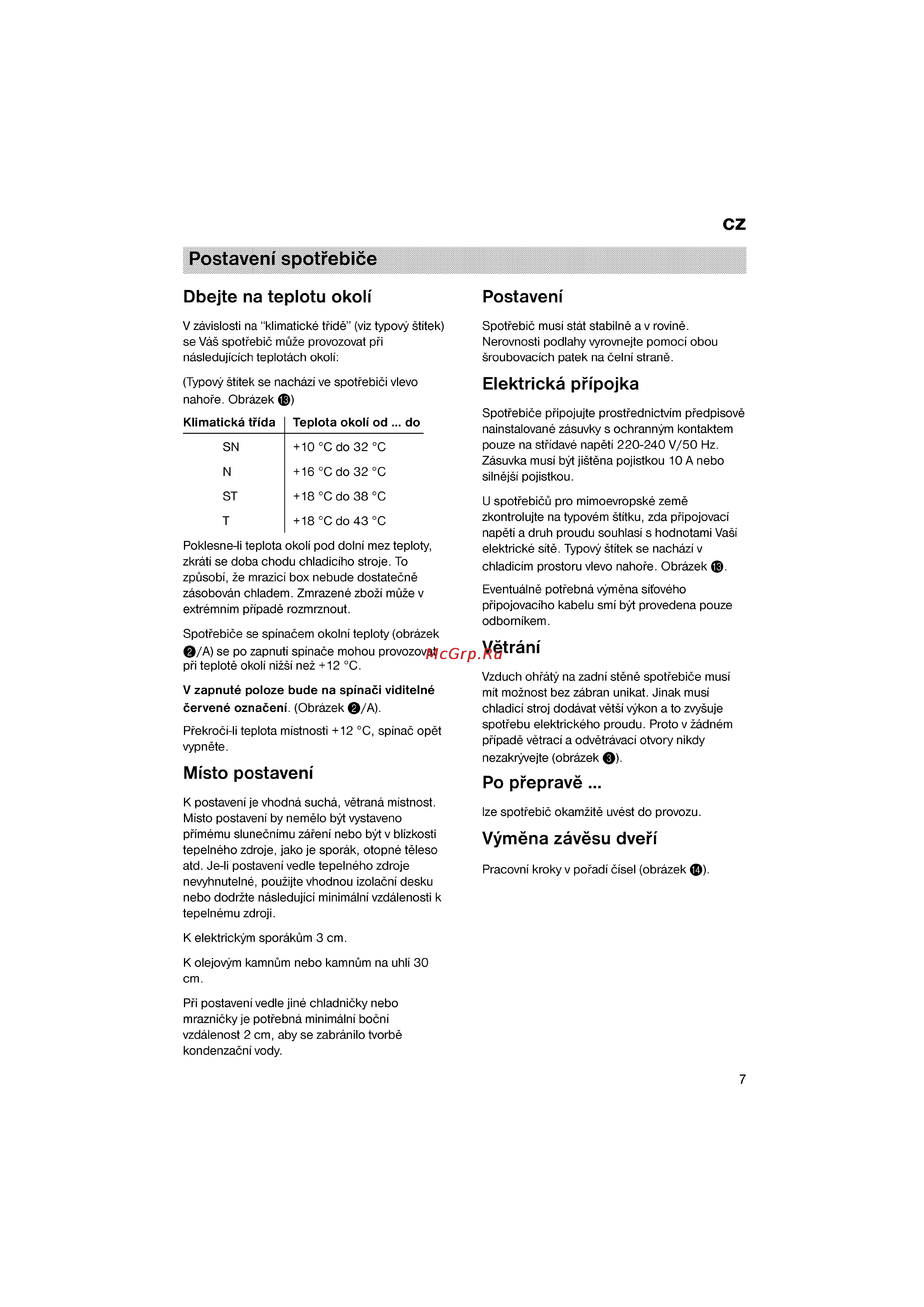 Bosch KGV33600 [7/121] Postavení spotrebice