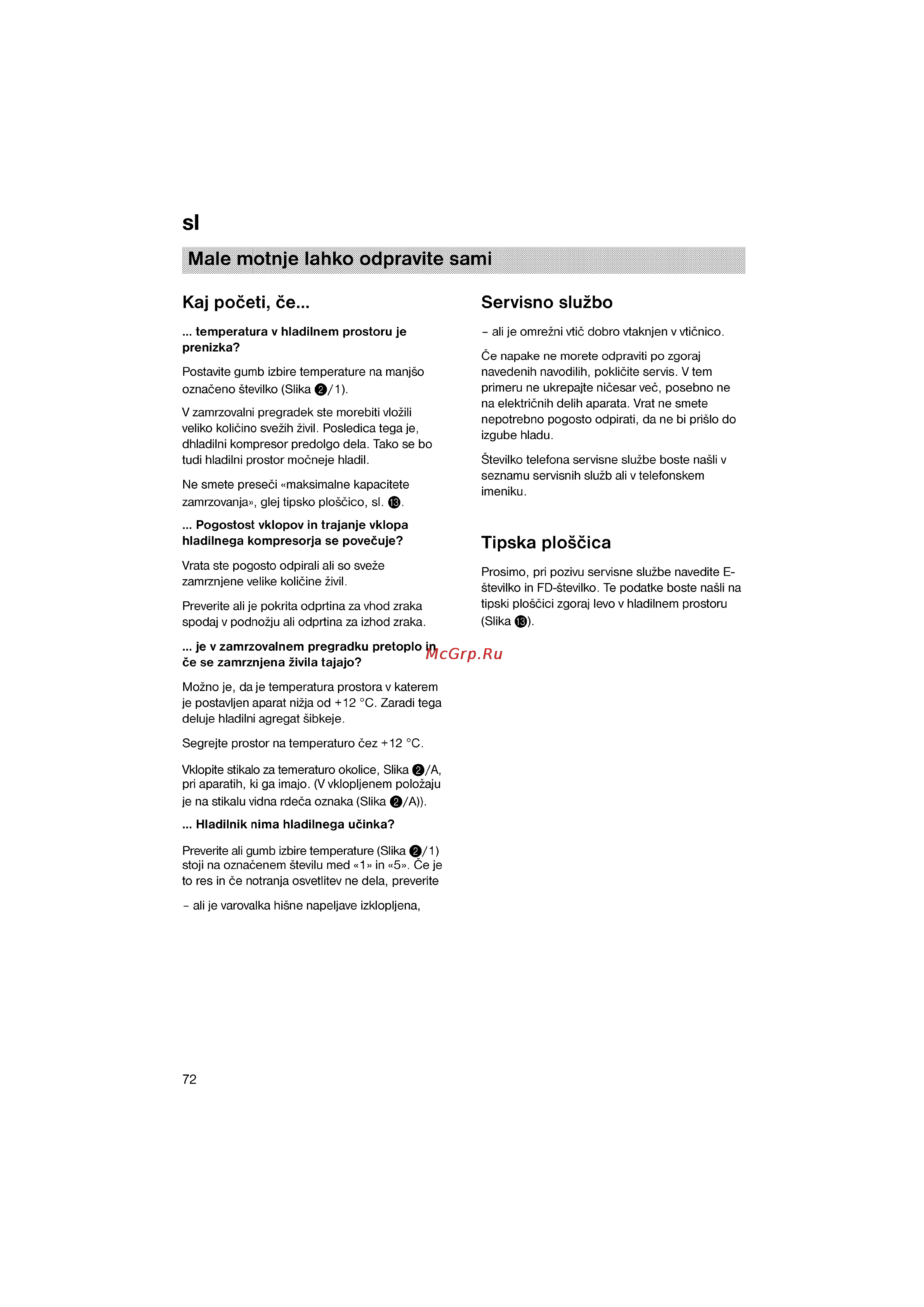 Bosch KGV33600 [72/121] Male motnje lahko odpravite sami