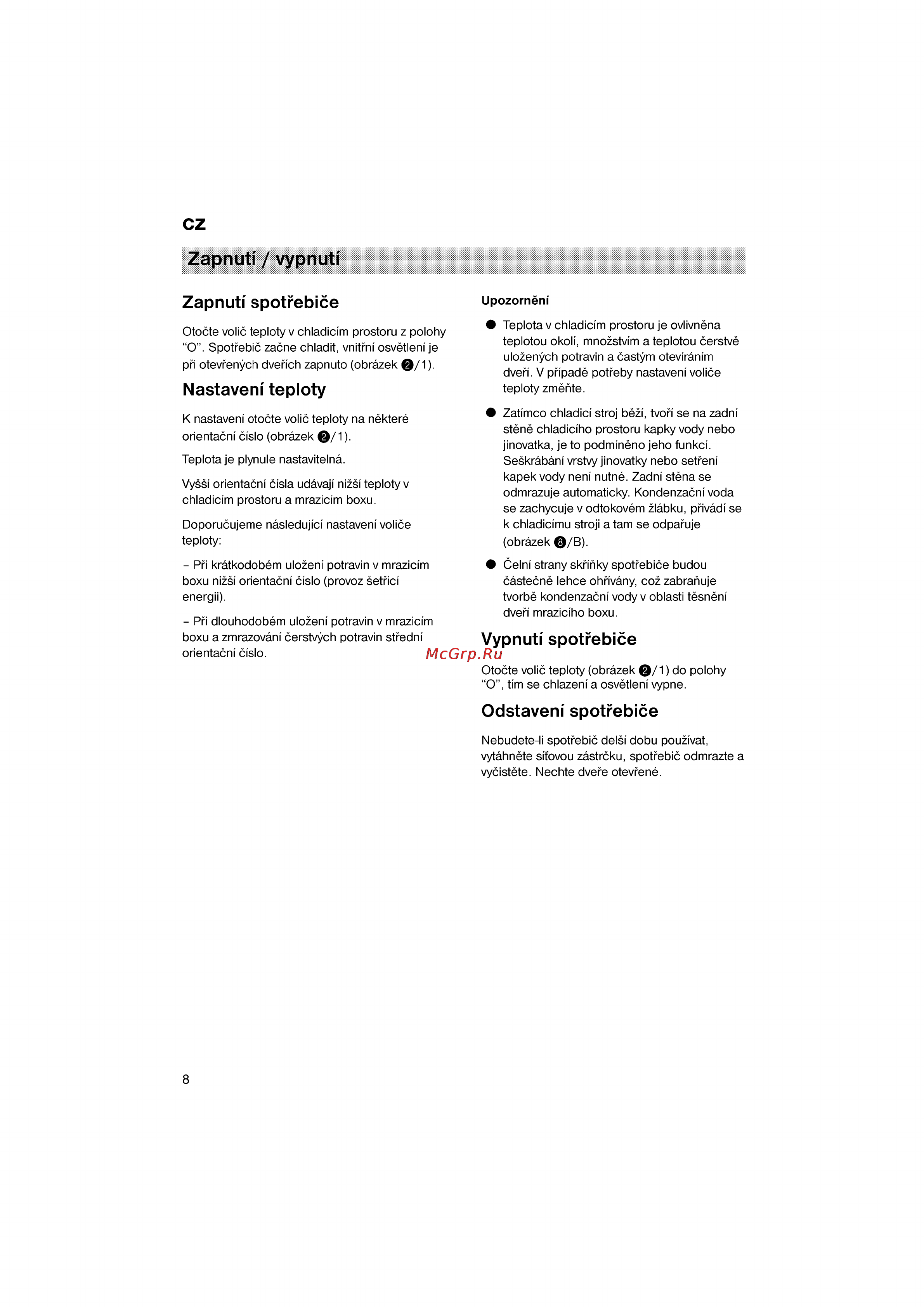 Bosch KGV33600 [8/121] Zapnutí vypnutí