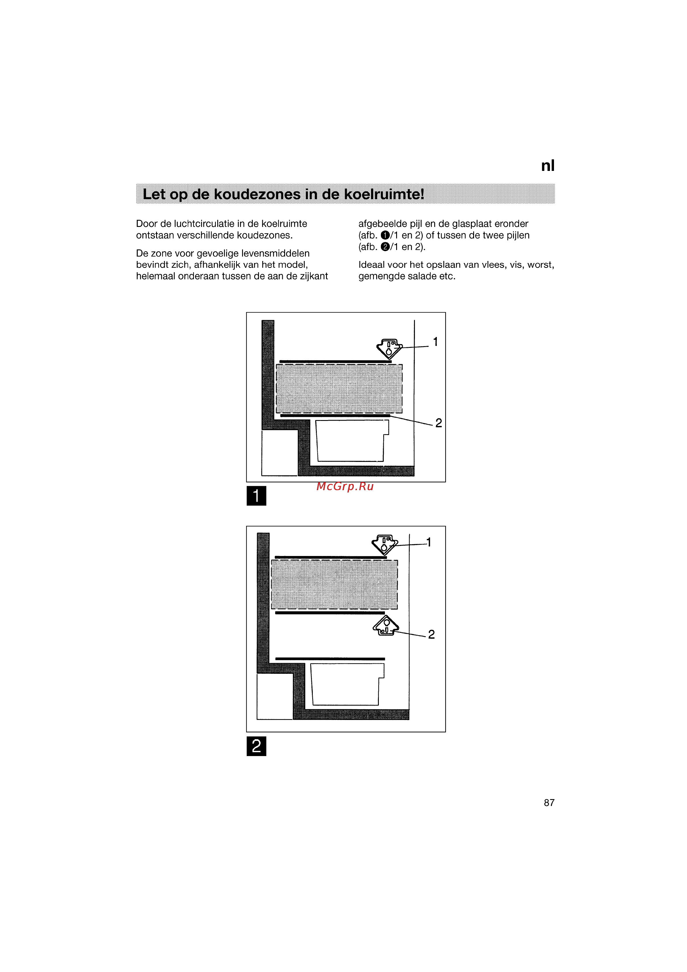 Bosch KGV33600 [87/121] Let op de koudezones in de koelruimte