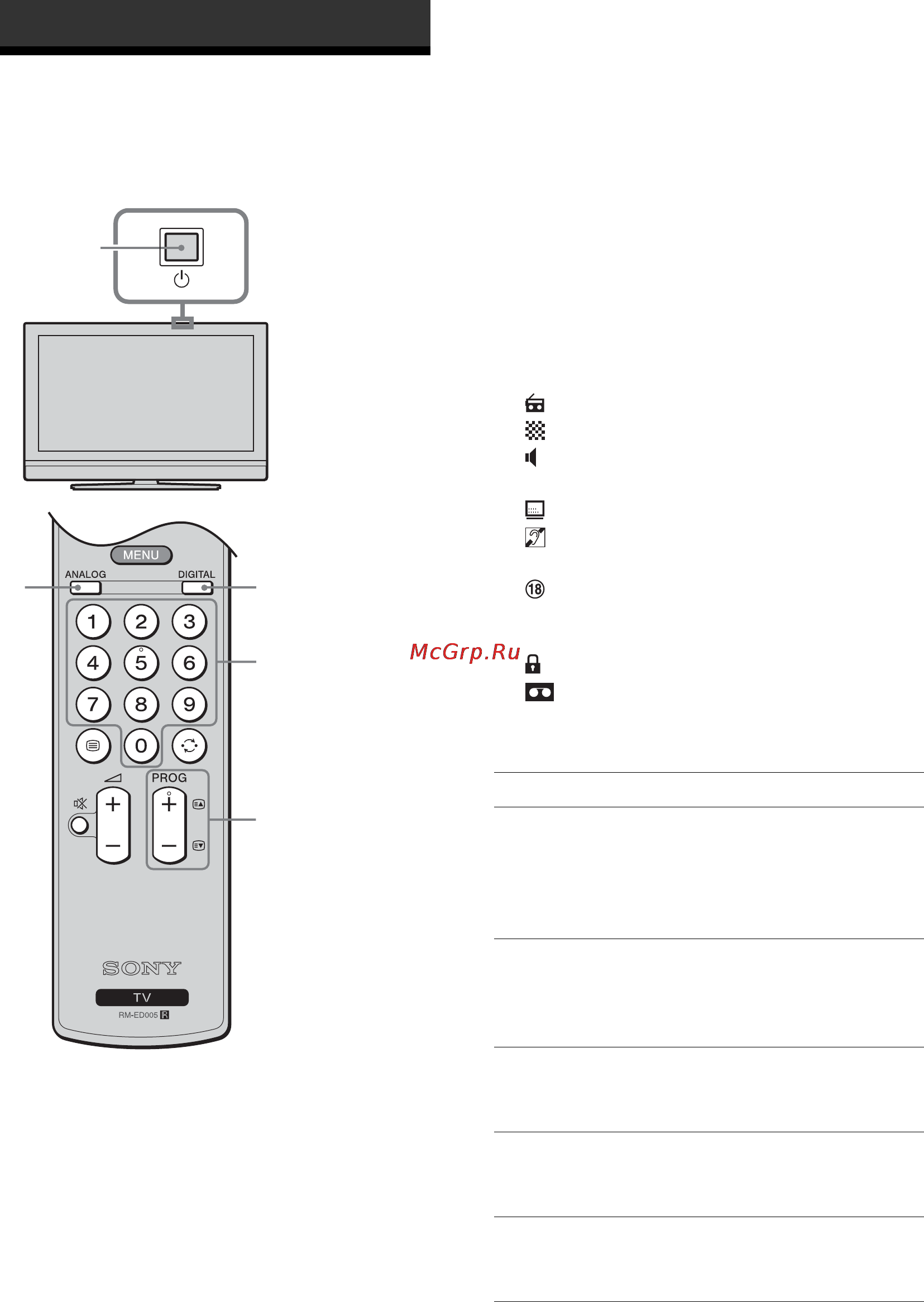 Sony KDL-40V2000 [142/217] Просмотр телепрограмм