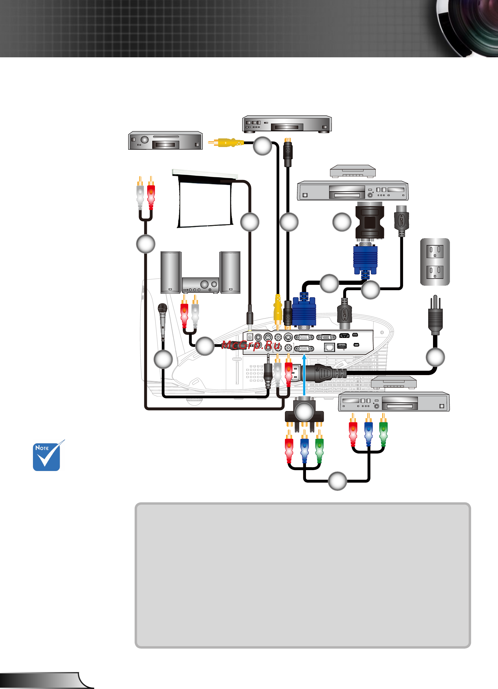 Optoma EX685UTis [14/90] Подключение к видеоисточникам