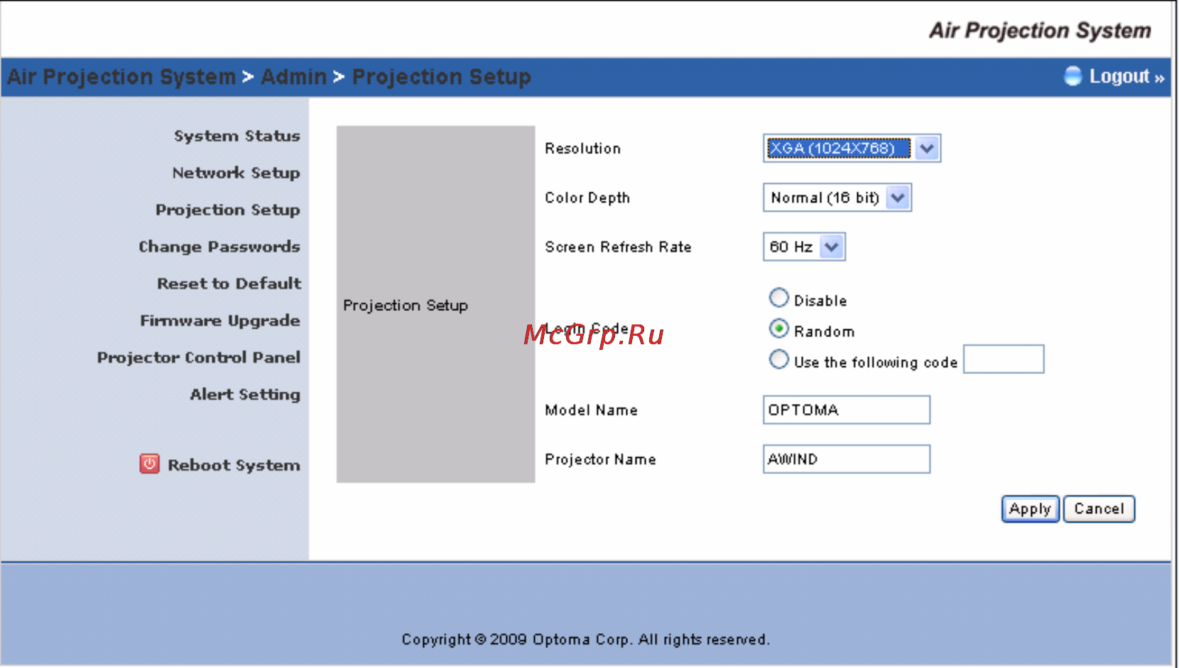 Optoma EW766W [84/99] Projection setup