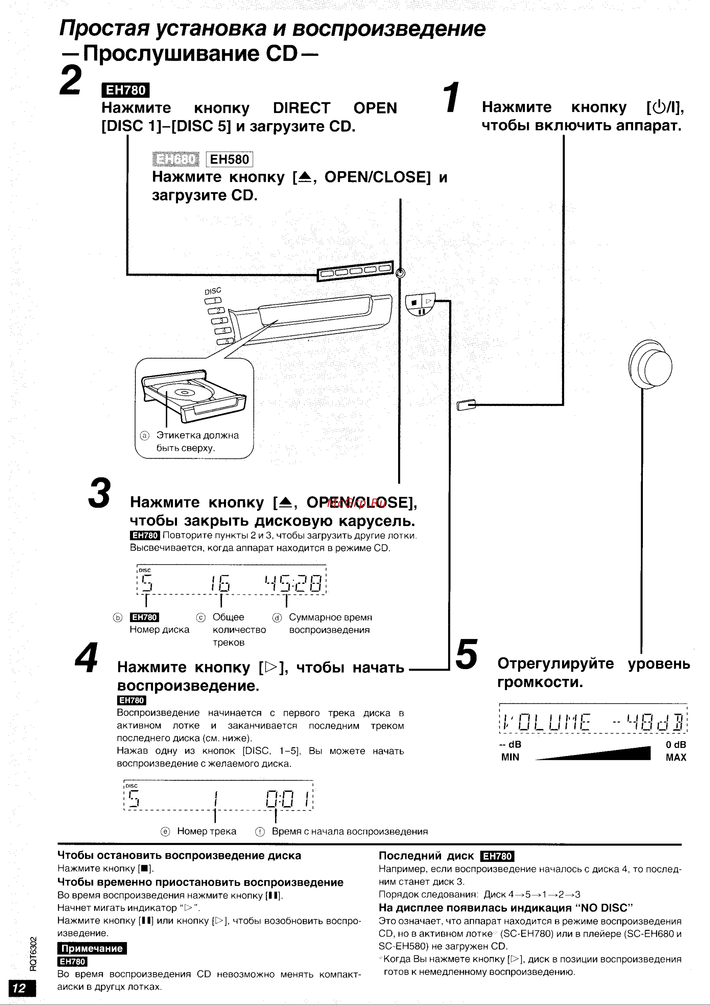 Technics SC-EH780 [7/35] Чтобы включить аппарат