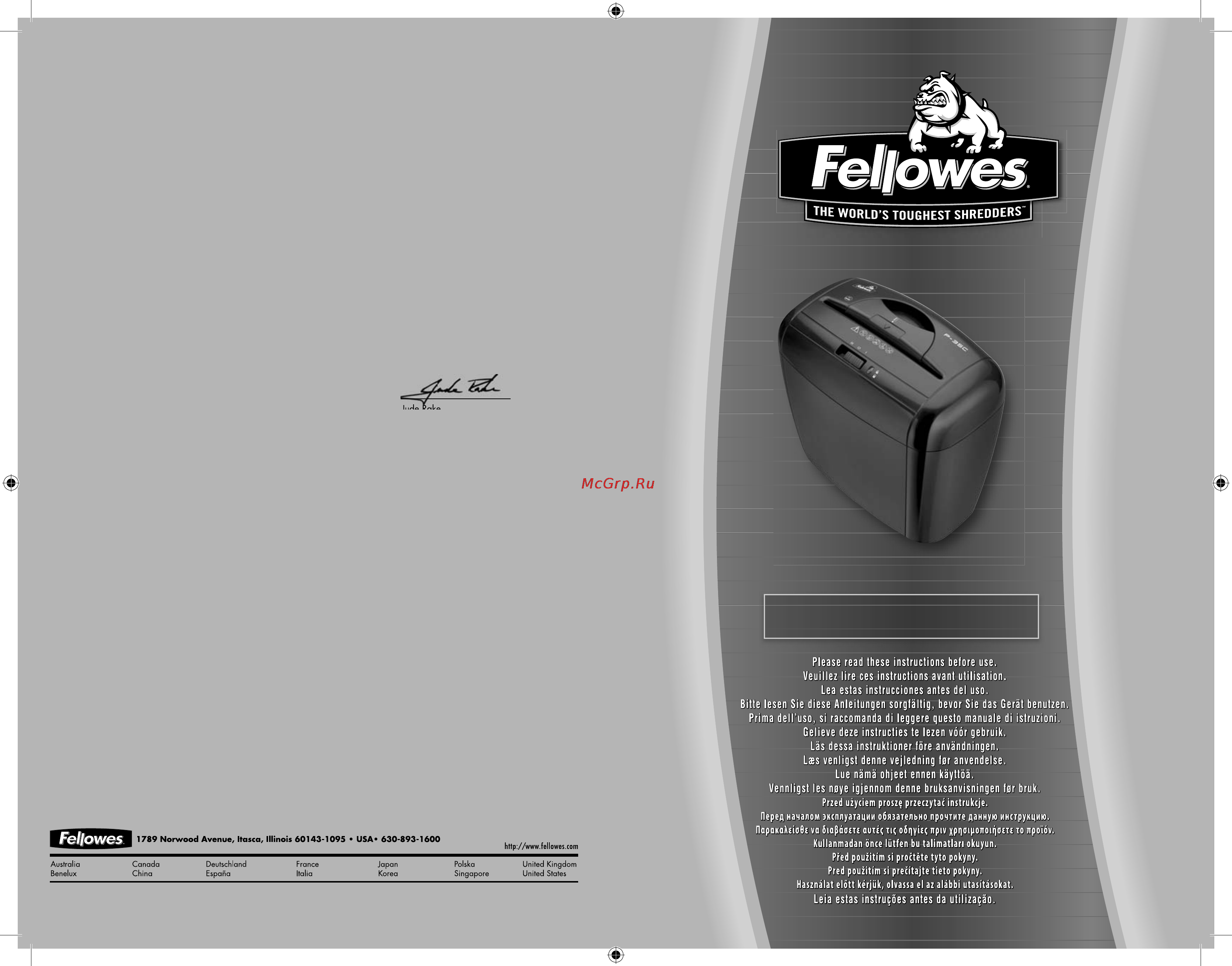 Fellowes 3213601 P35C Инструкция по эксплуатации онлайн
