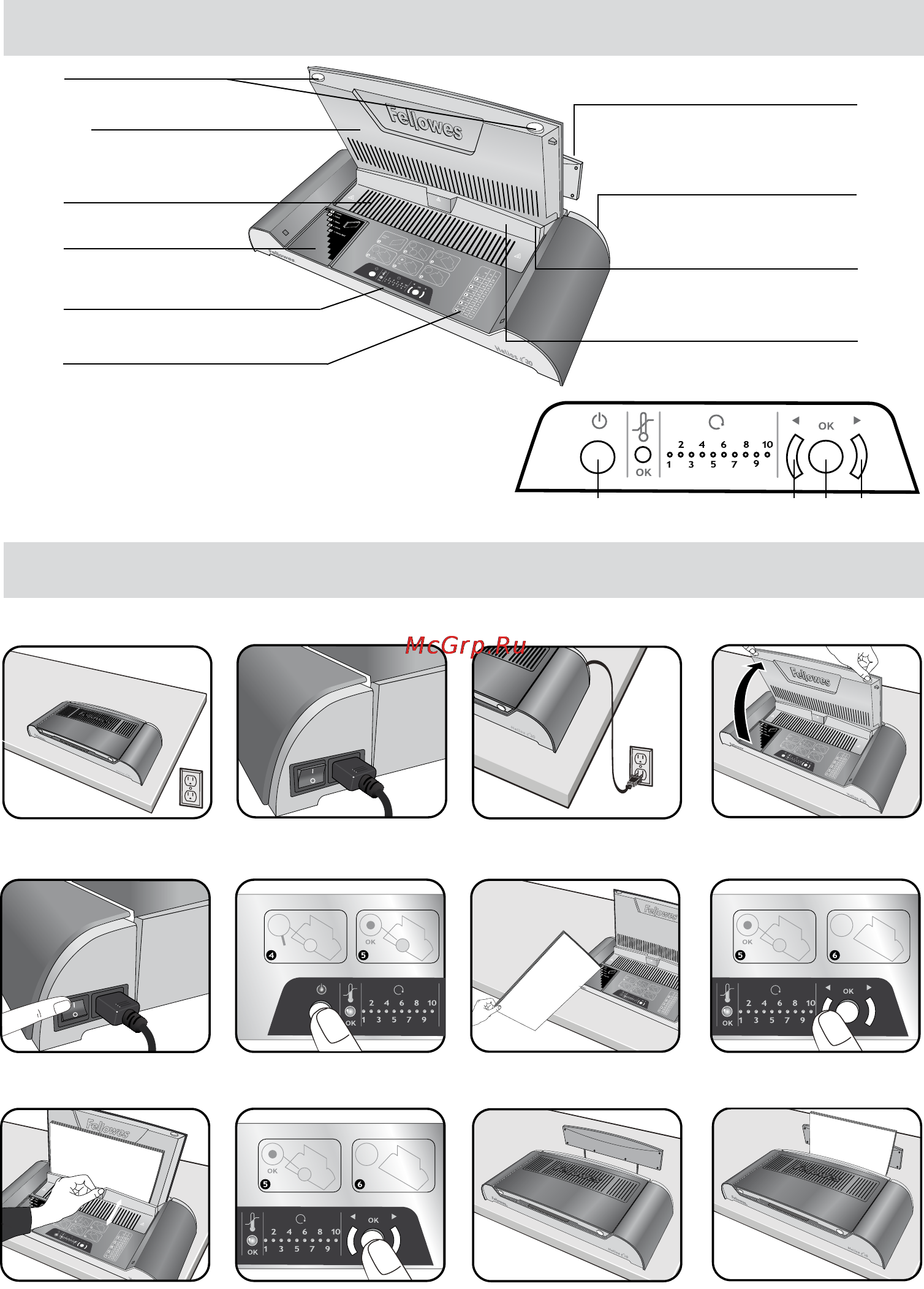Fellowes Helios 30 [2/7] Binding machine controls