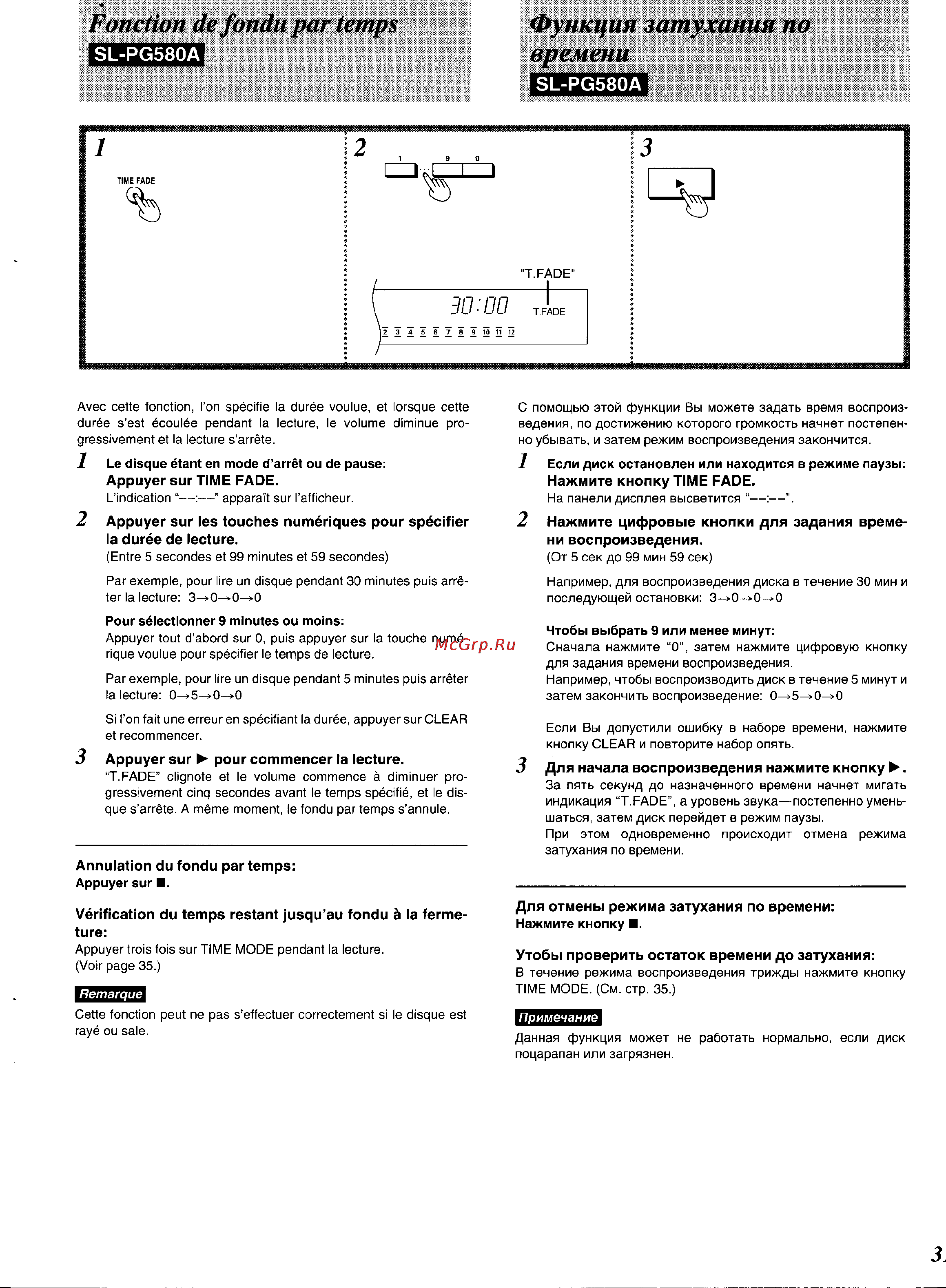 Technics SL-PG580A [29/51] Fonction de fondu par temps