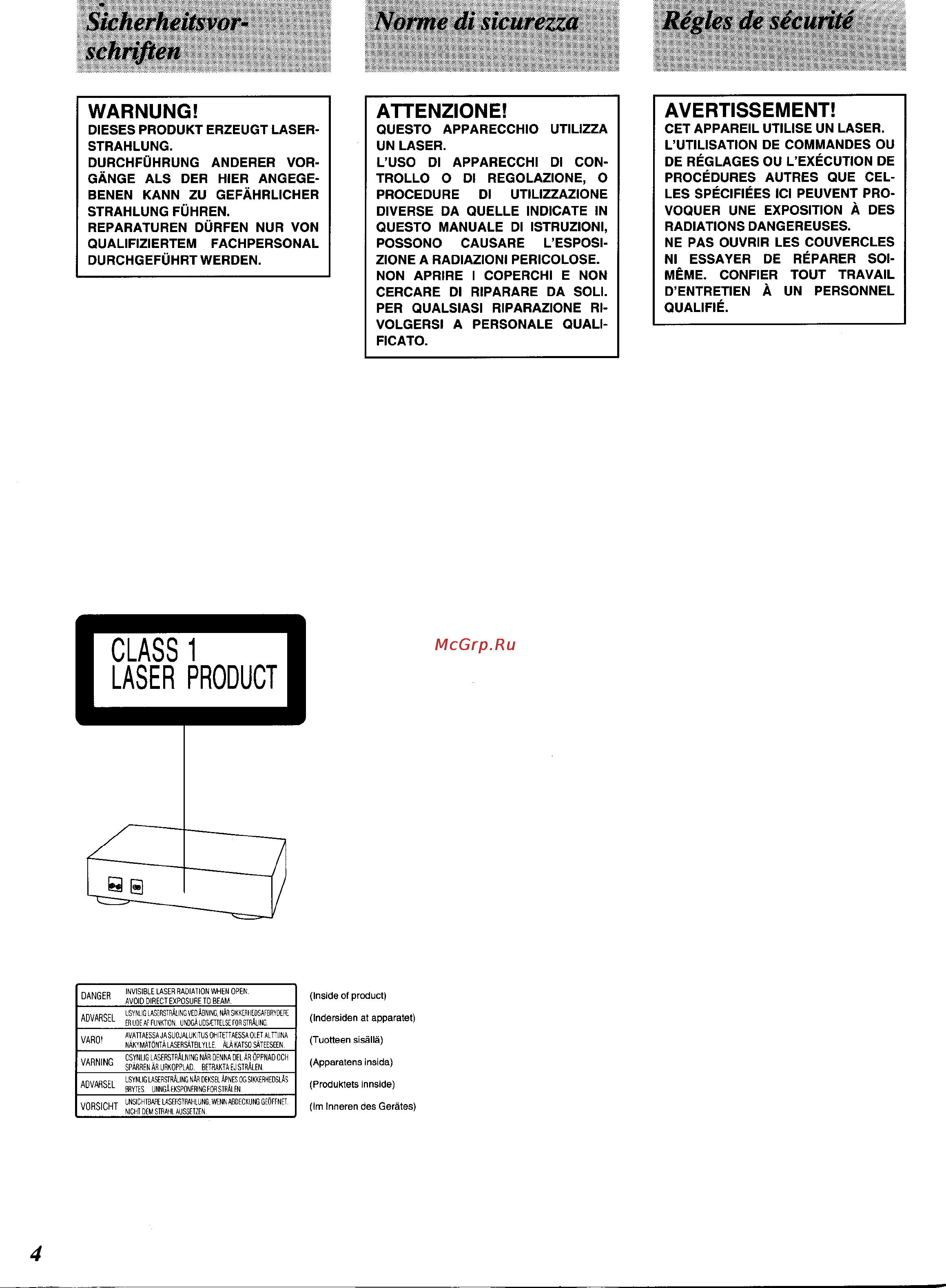 Technics SL-PG580A [3/51] Norme di sicurezza régies de sécurité
