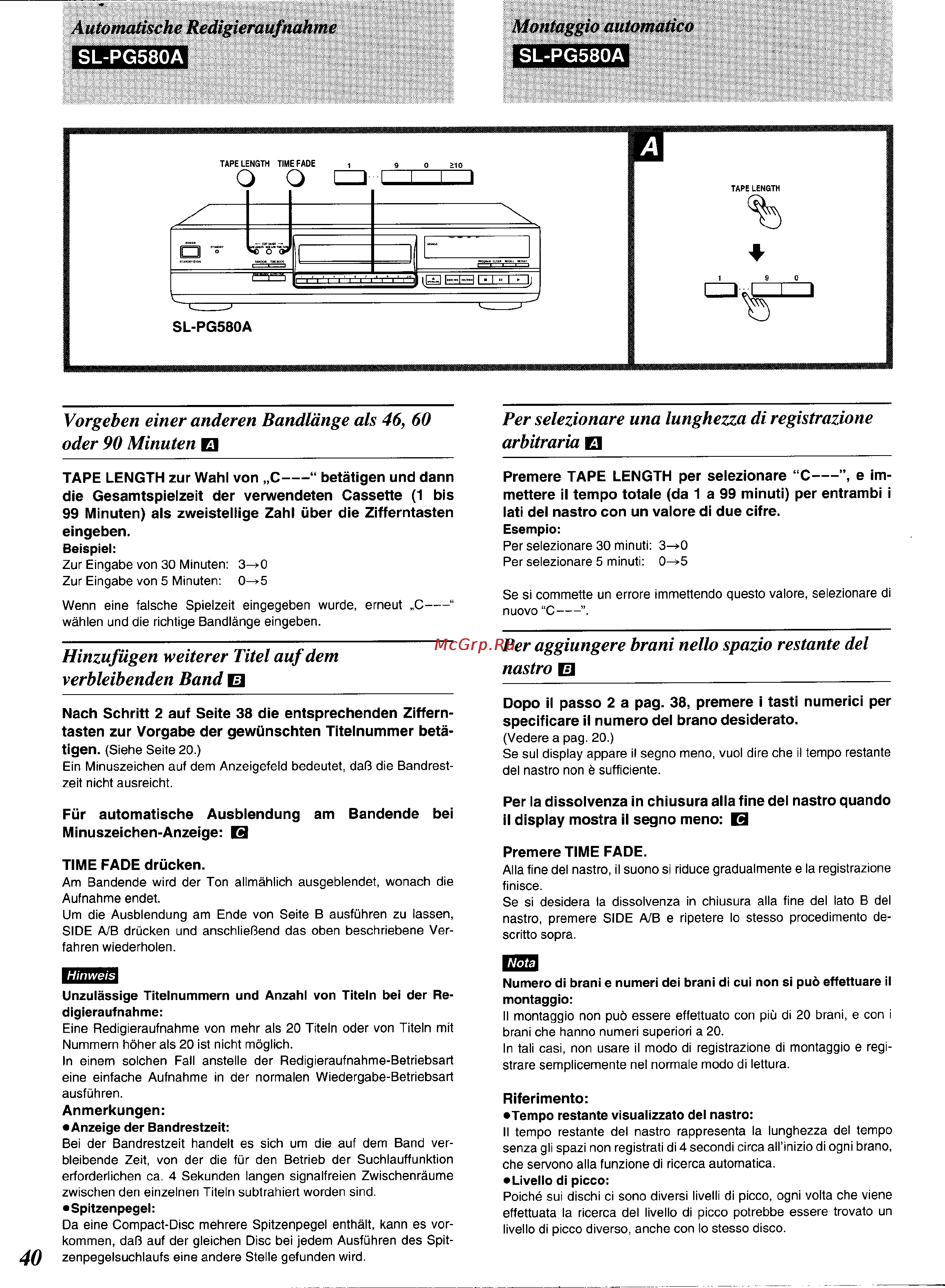 Technics SL-PG580A [38/51] Automatische redigieraufnahme montaggio automático
