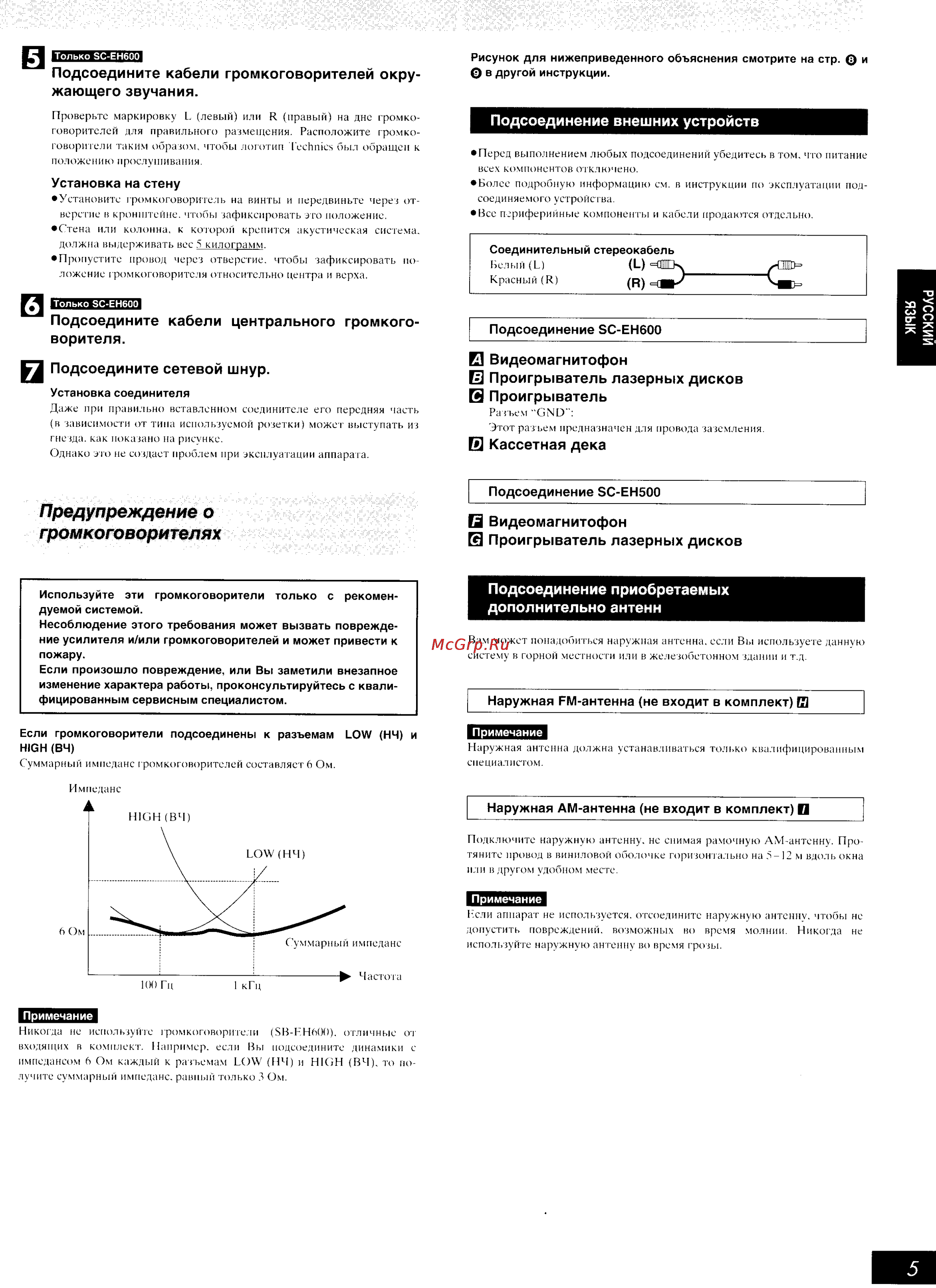 Technics SC-EH600 Инструкция по эксплуатации онлайн [5/32] 53107