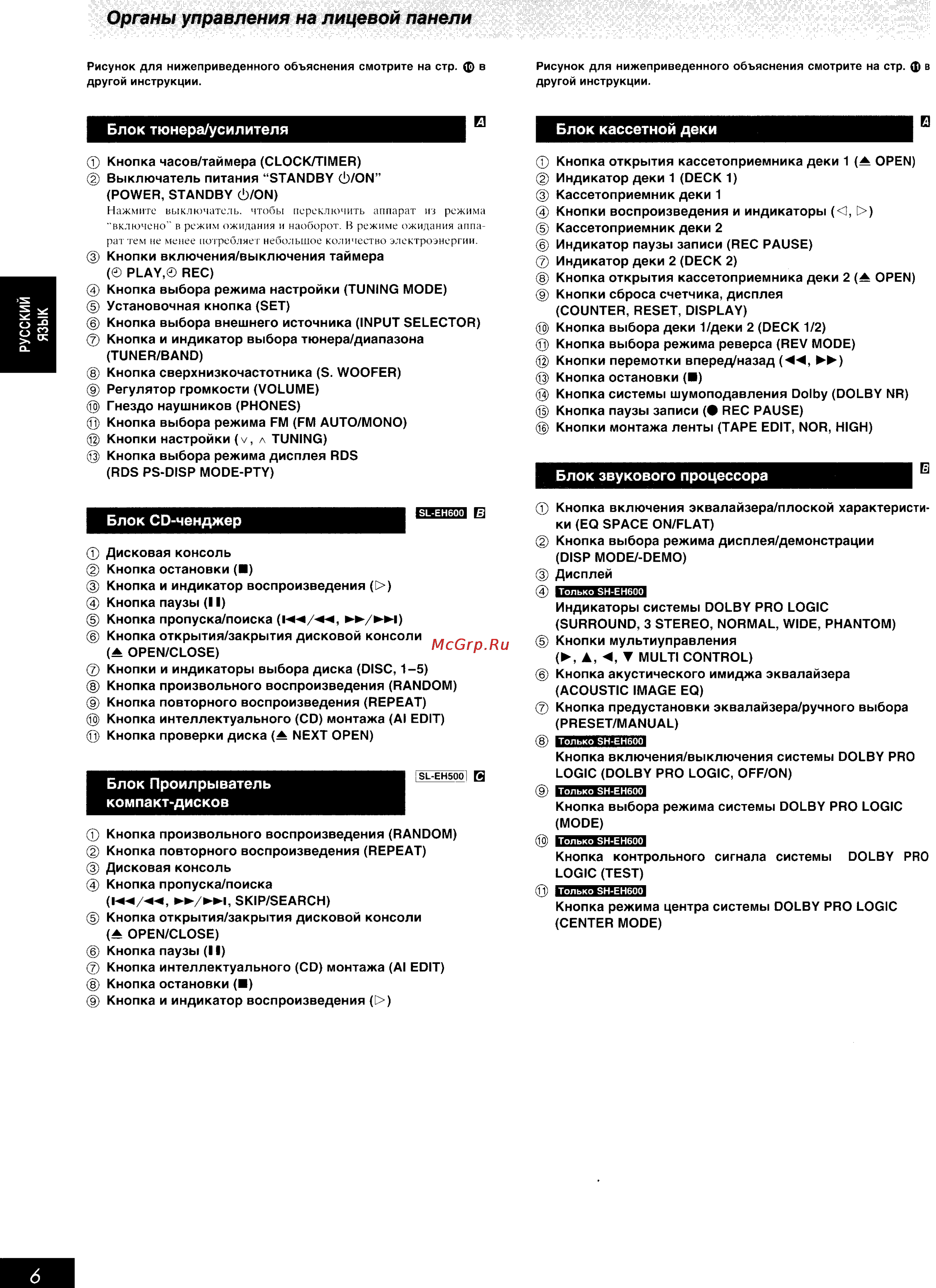 Technics SC-EH600 Инструкция по эксплуатации онлайн [6/32] 53107