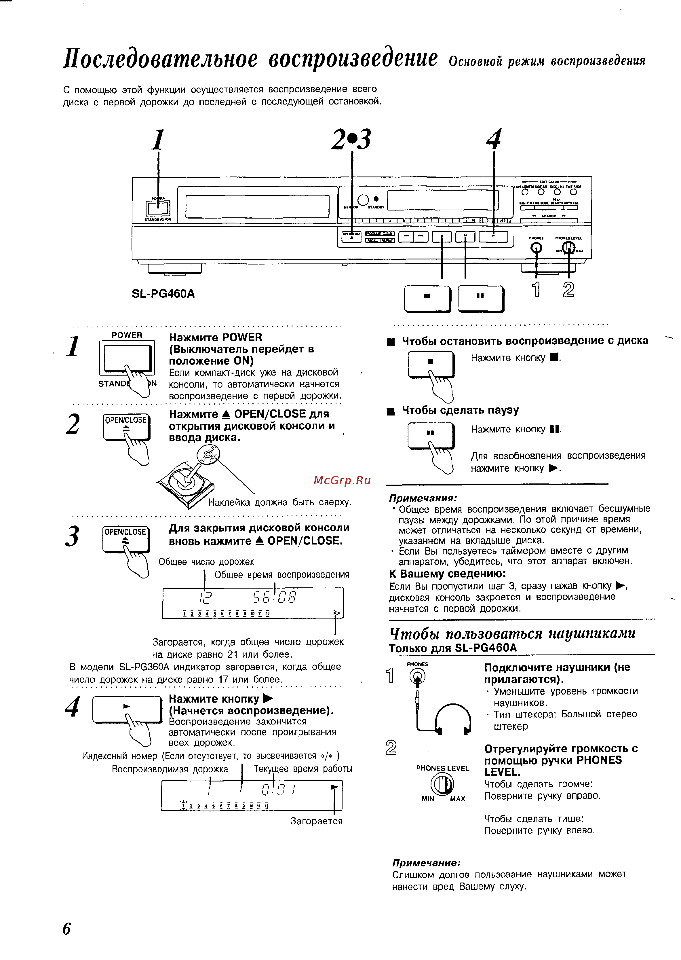 Technics SL-PG360A [6/23] Отрегулируйте громкость с помощью ручки phones level