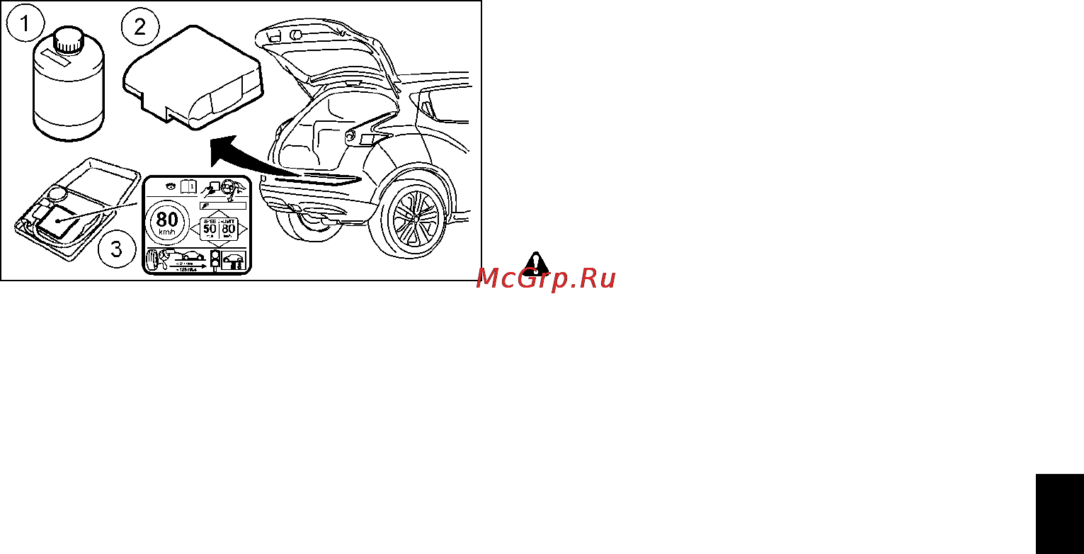 Nissan Juke [203/275] Перед тем как пользоваться комплектом для временного ремонта шин