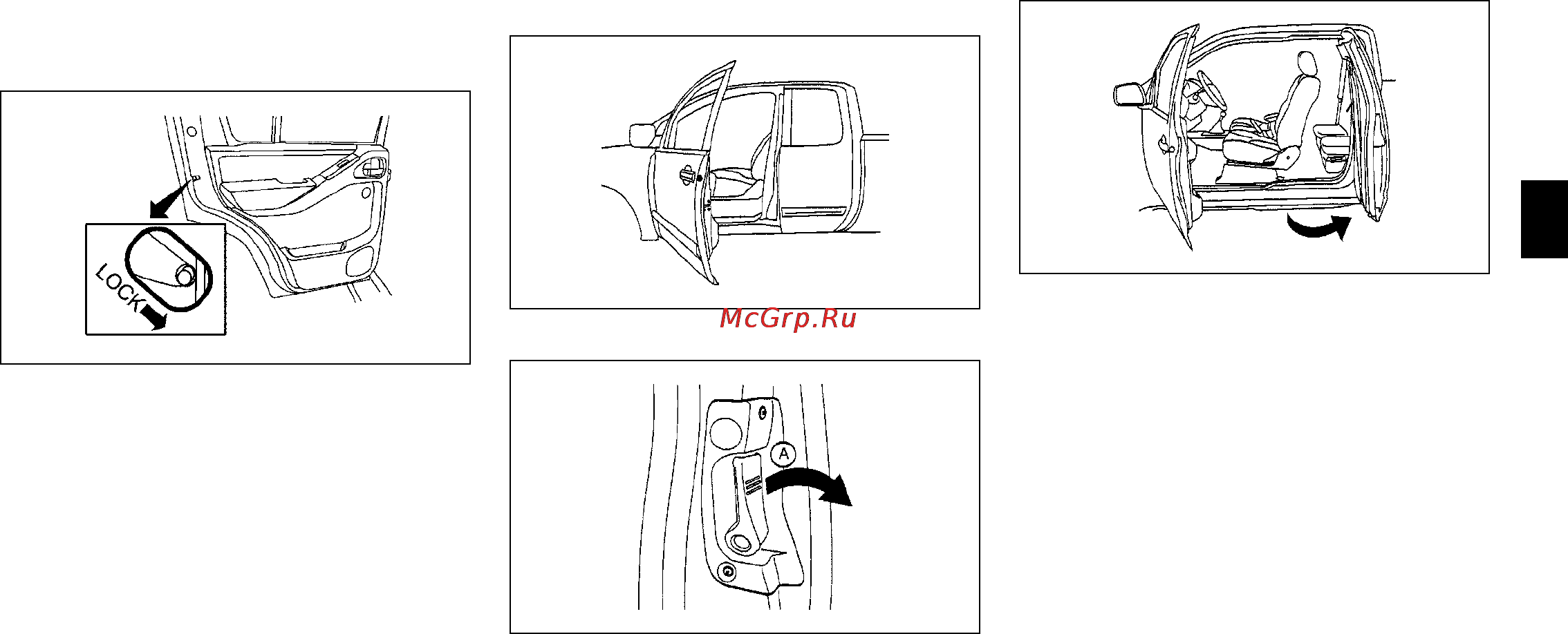 Nissan Navara [75/289] Блокировка замков задних пассажирских дверей от открывания из салона автомобиля кабина double cab