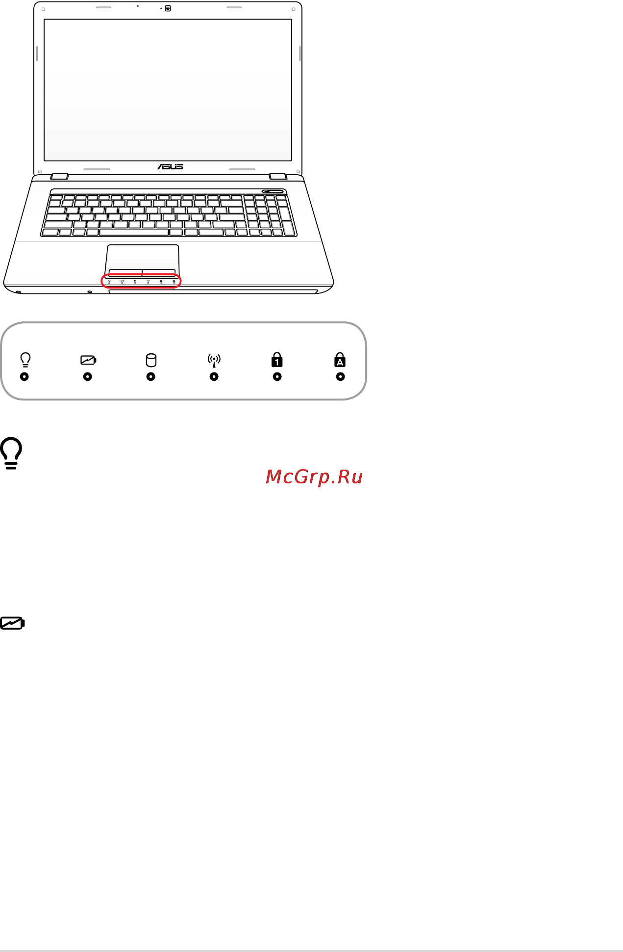 Asus K73TK [47/116] Индикатори на състоянието