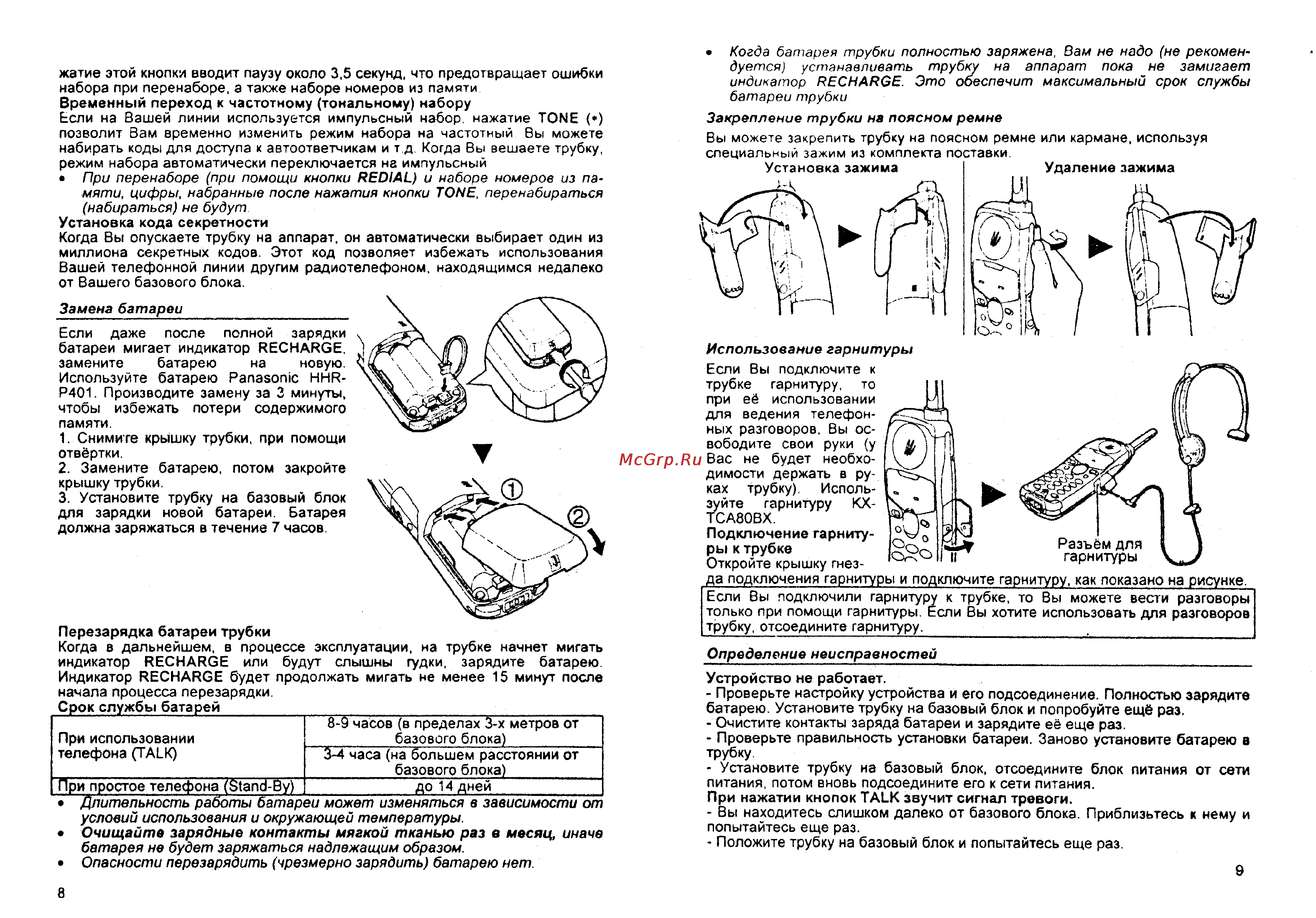 Panasonic KX-TG2505BXF Инструкция по эксплуатации онлайн [5/7] 53317