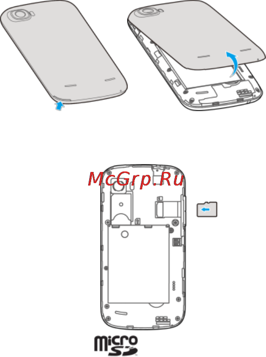 Zte V970M Grand-X [14/158] Installing the microsd card sim card and battery