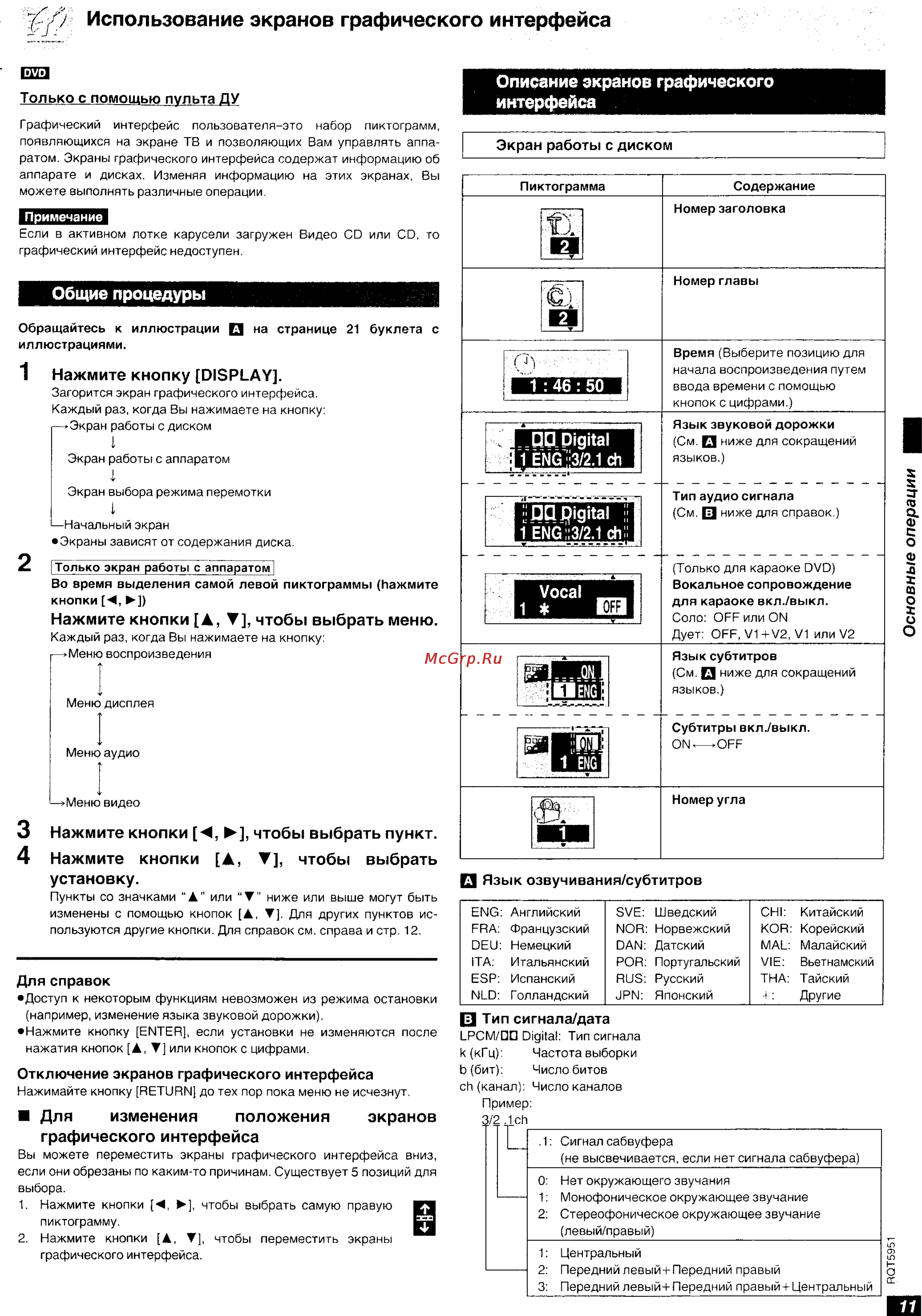Technics SC-DV250 [11/28] Использование экранов графического интерфейса