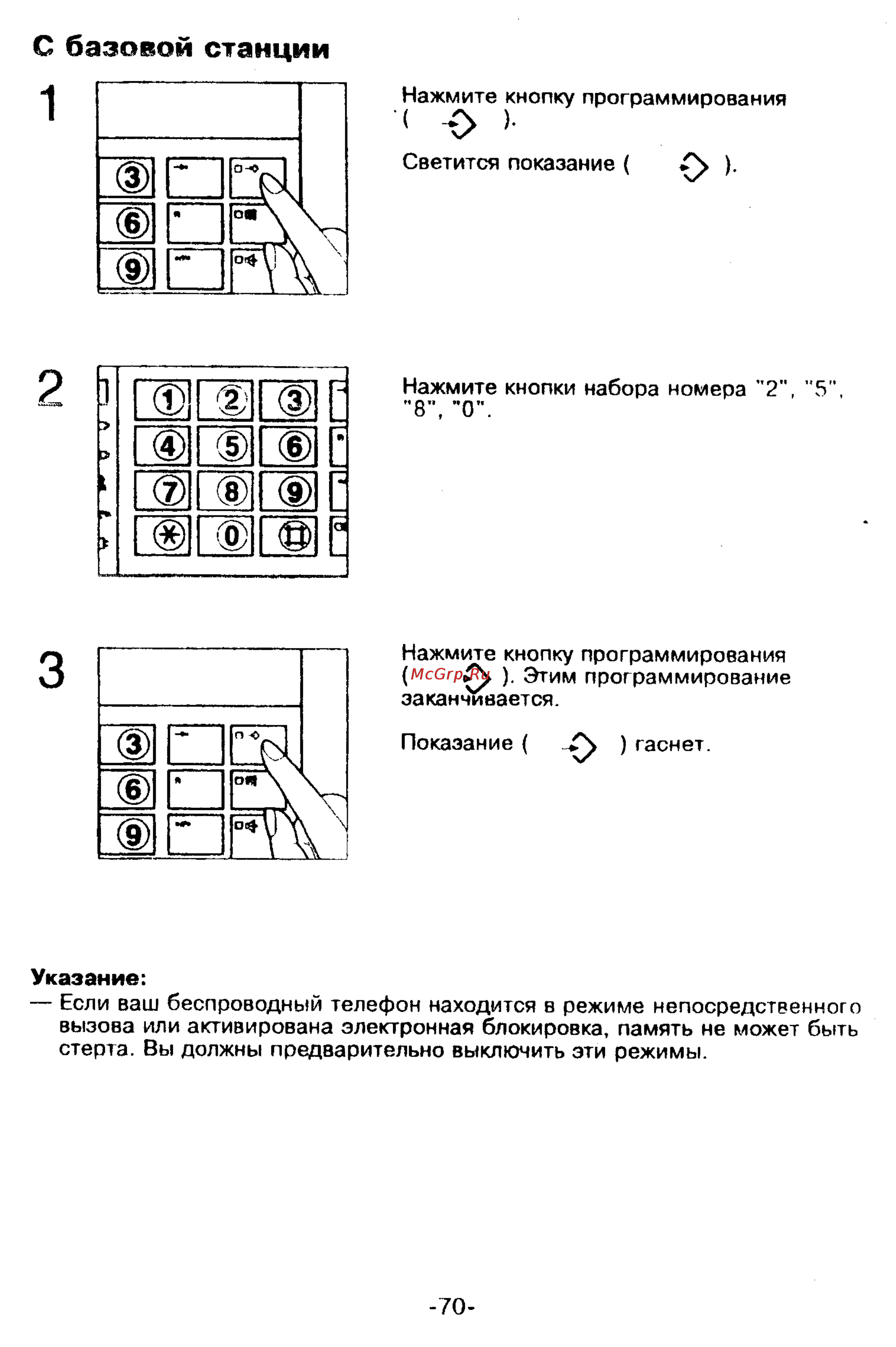 Panasonic KX-T9250 [70/91] С базовой станции
