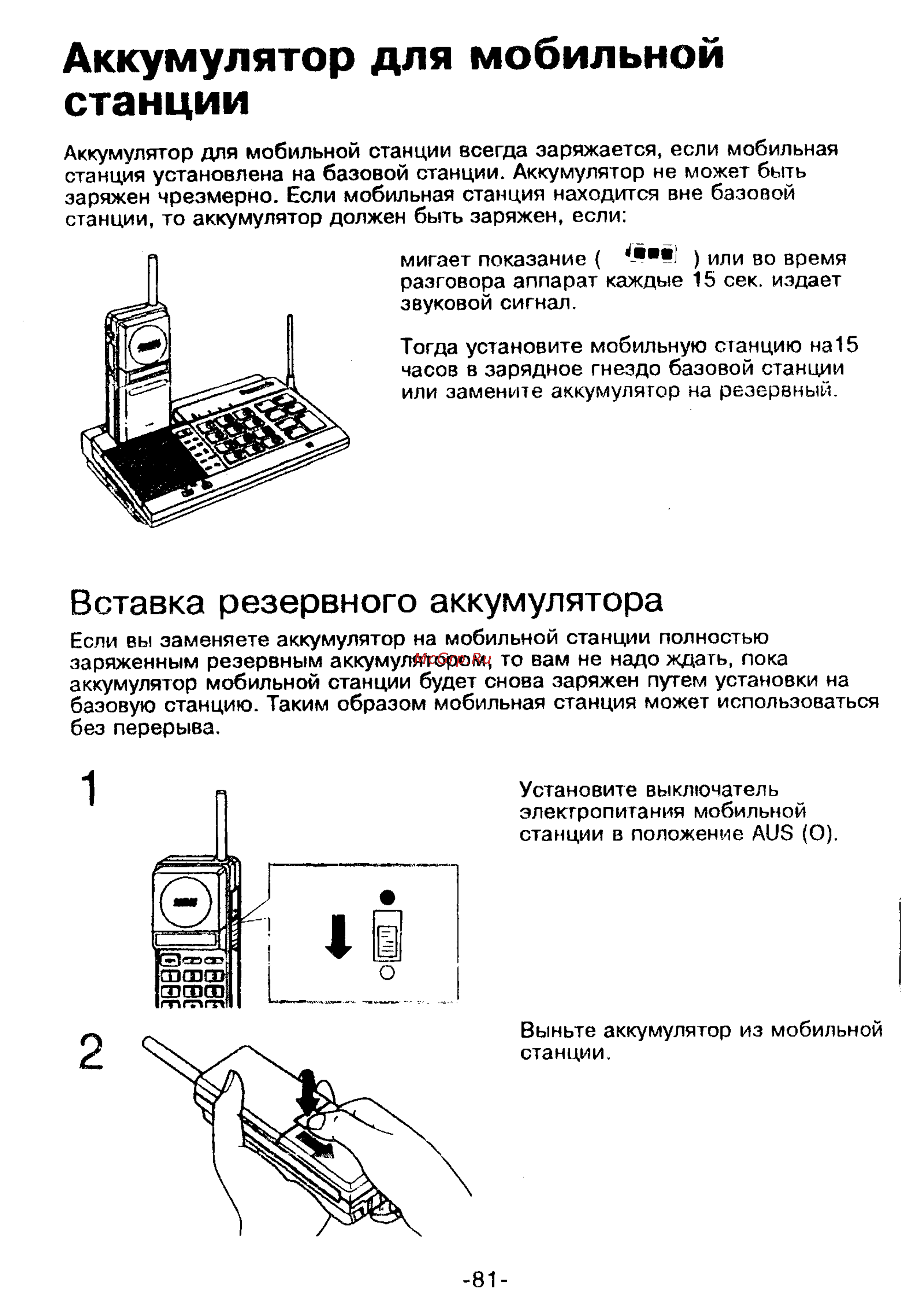 Panasonic KX-T9250 [81/91] Аккумулятор для мобильной станции