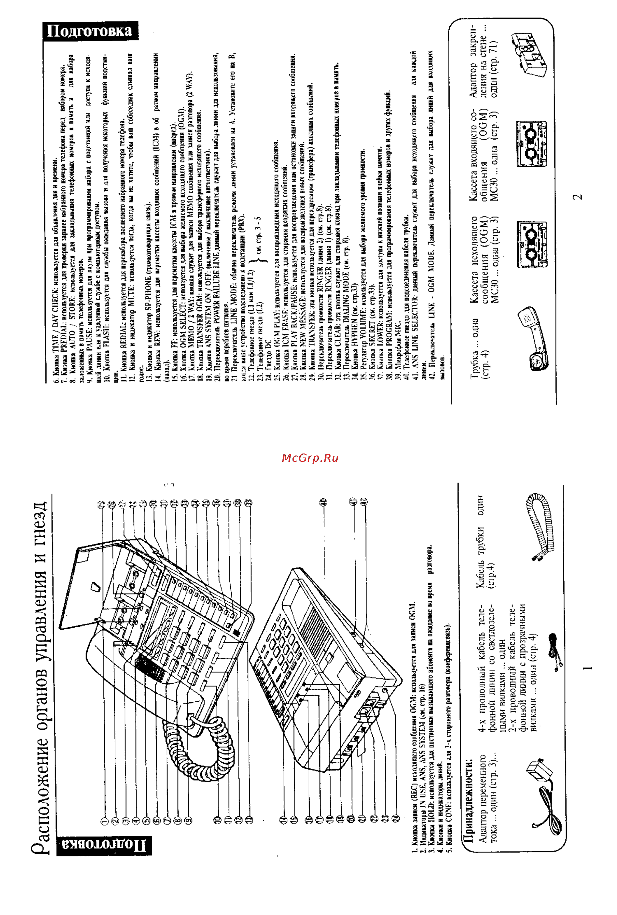 Panasonic KX-T2740 [5/39] Расположение органов управления и гнезд