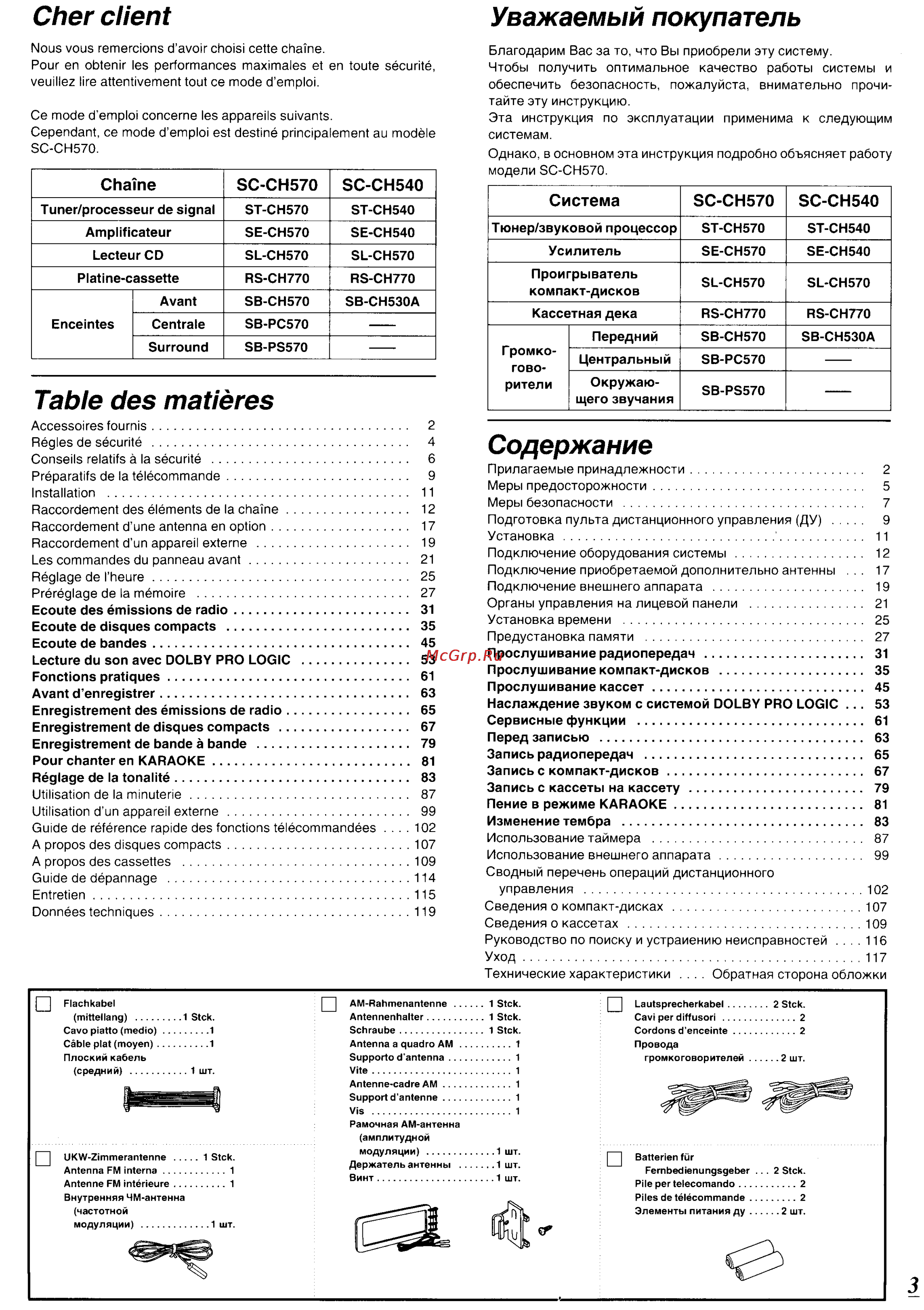Technics SC-CH540 [2/105] Содержание