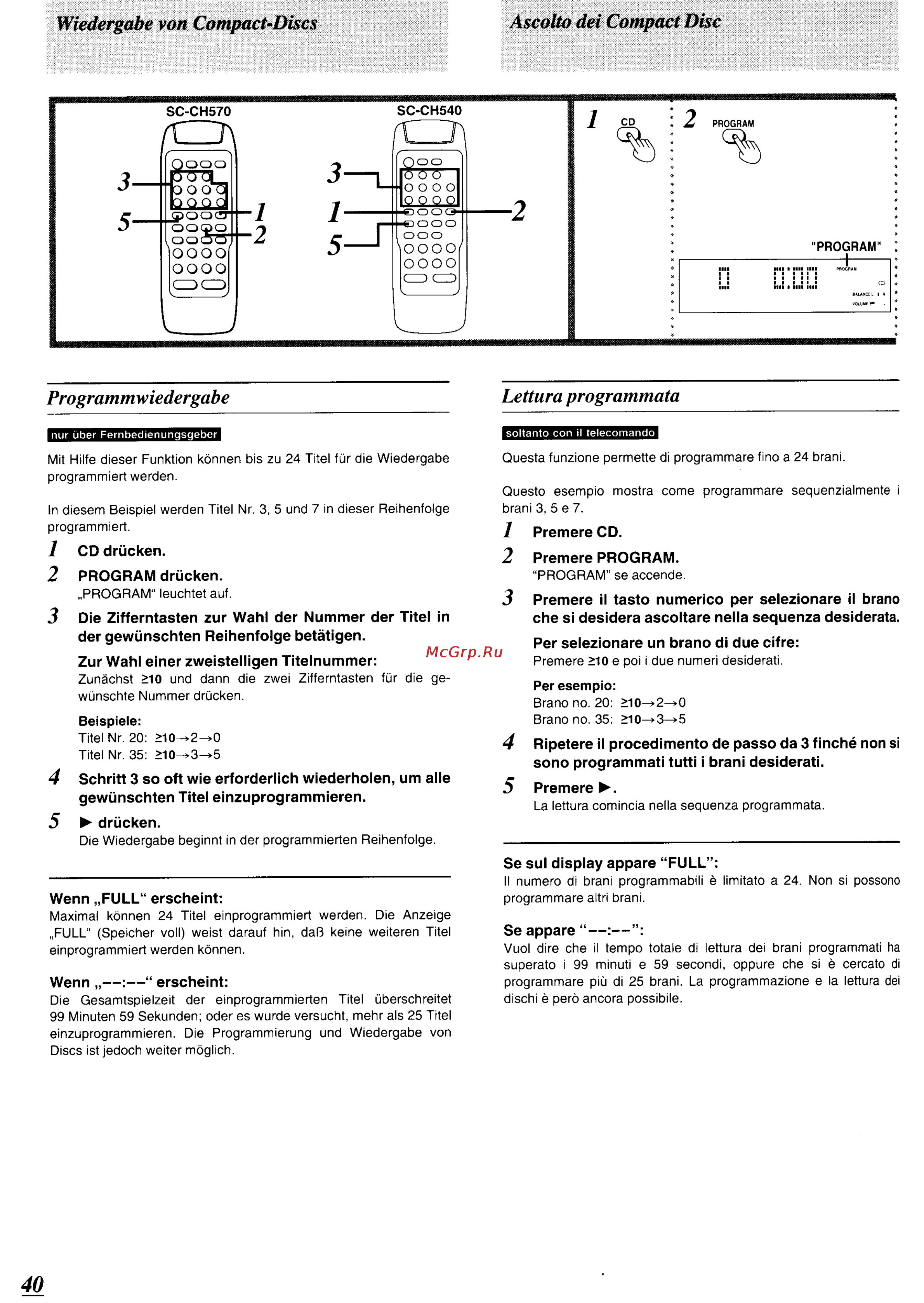 Technics SC-CH570 [37/105] Programmwiedergabe lettura programmata