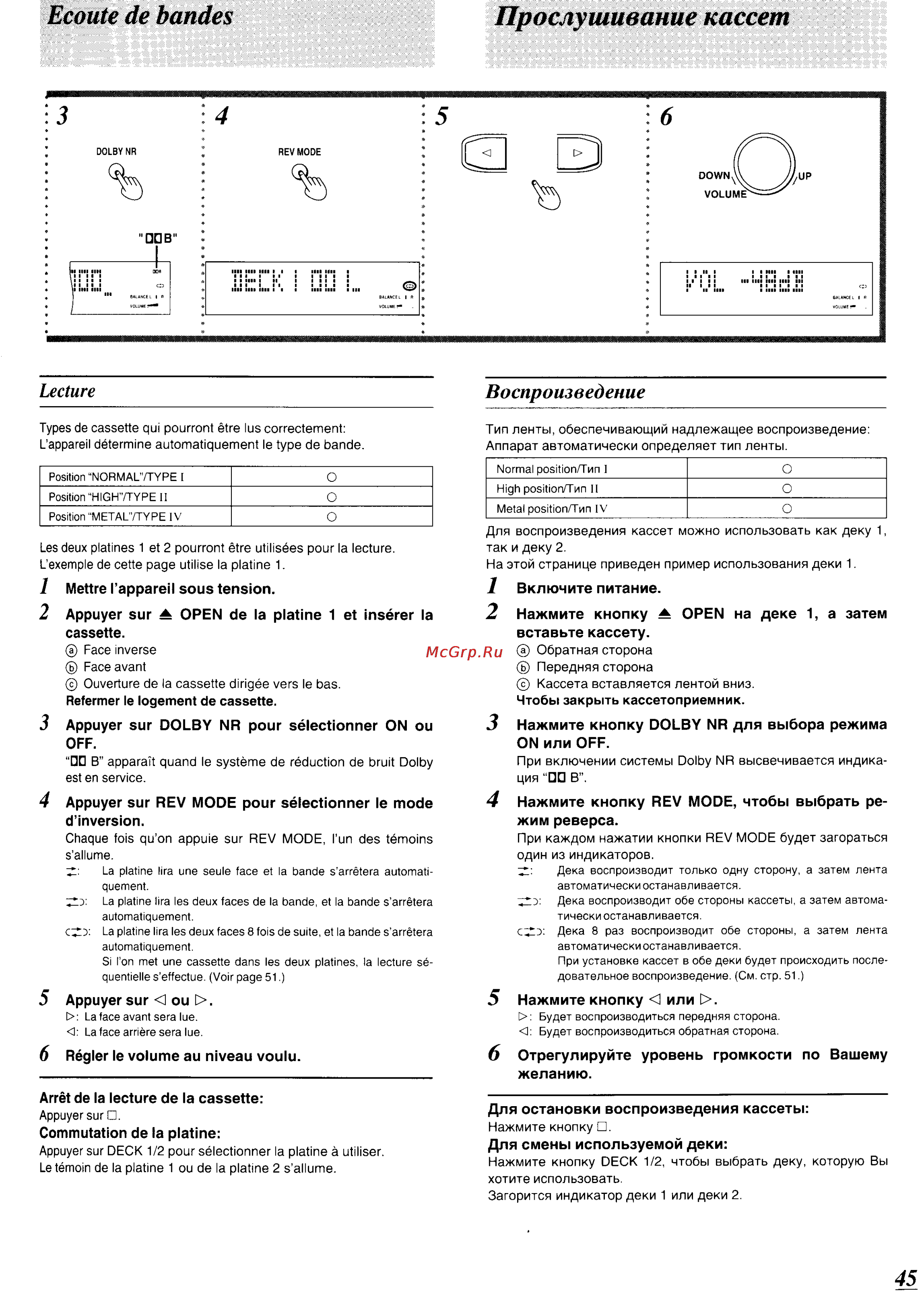 Technics SC-CH570 [42/105] Ecoute de bandes прослушивание кассет