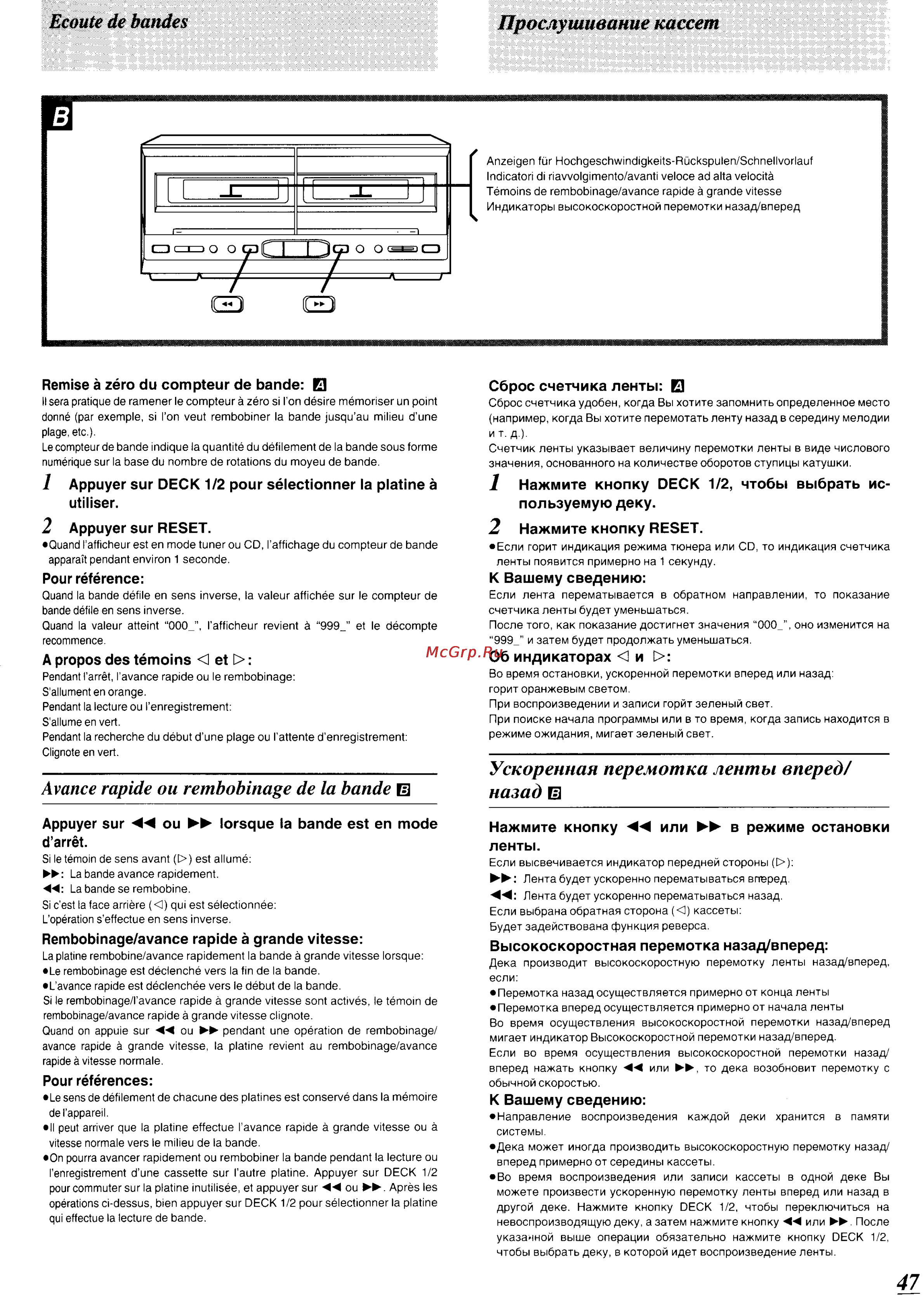 Technics SC-CH570 [44/105] Высокоскоростная перемотка назад вперед