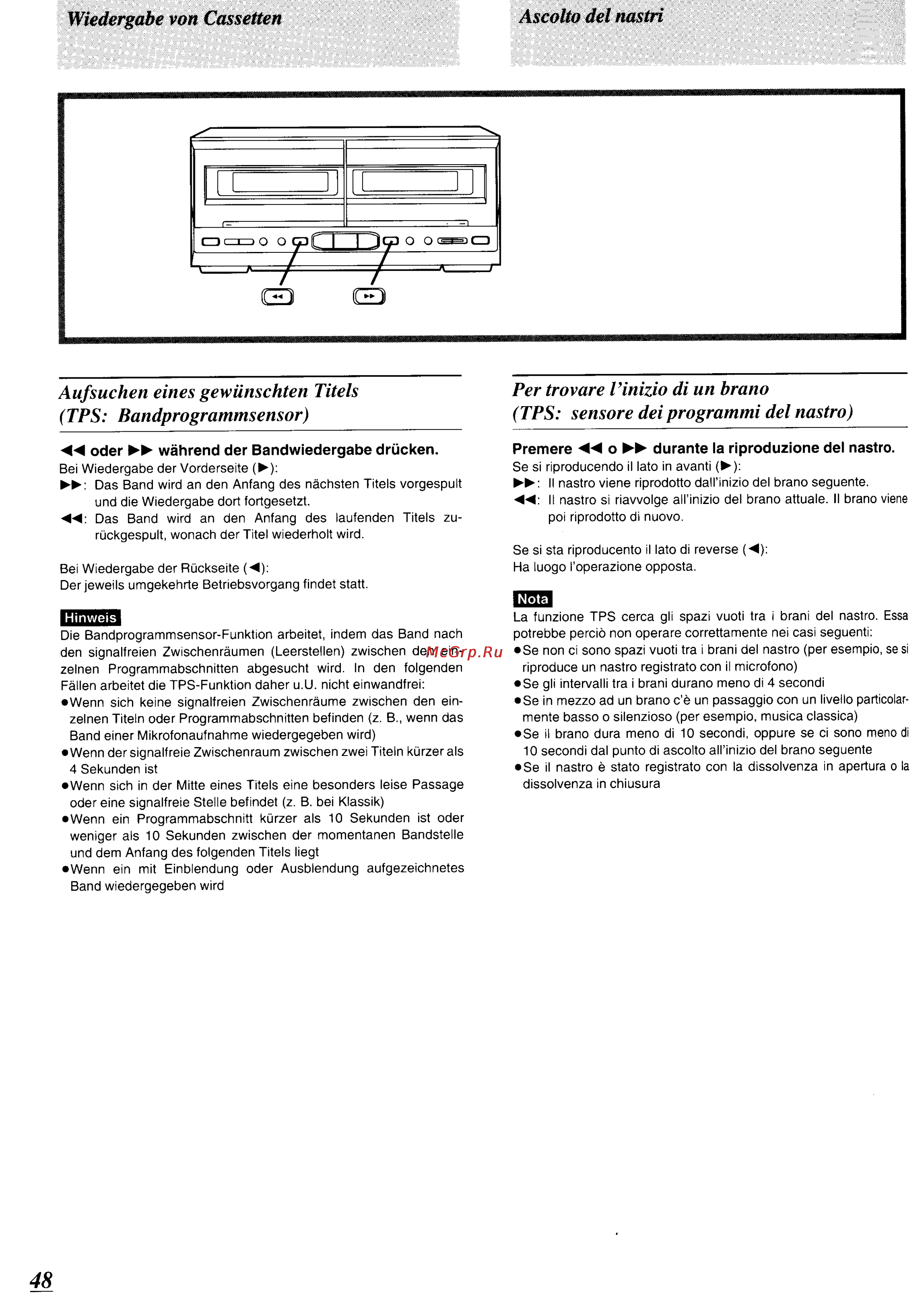 Technics SC-CH570 [45/105] Aufsuchen eines gewünschten titels tps bandprogrammsensor