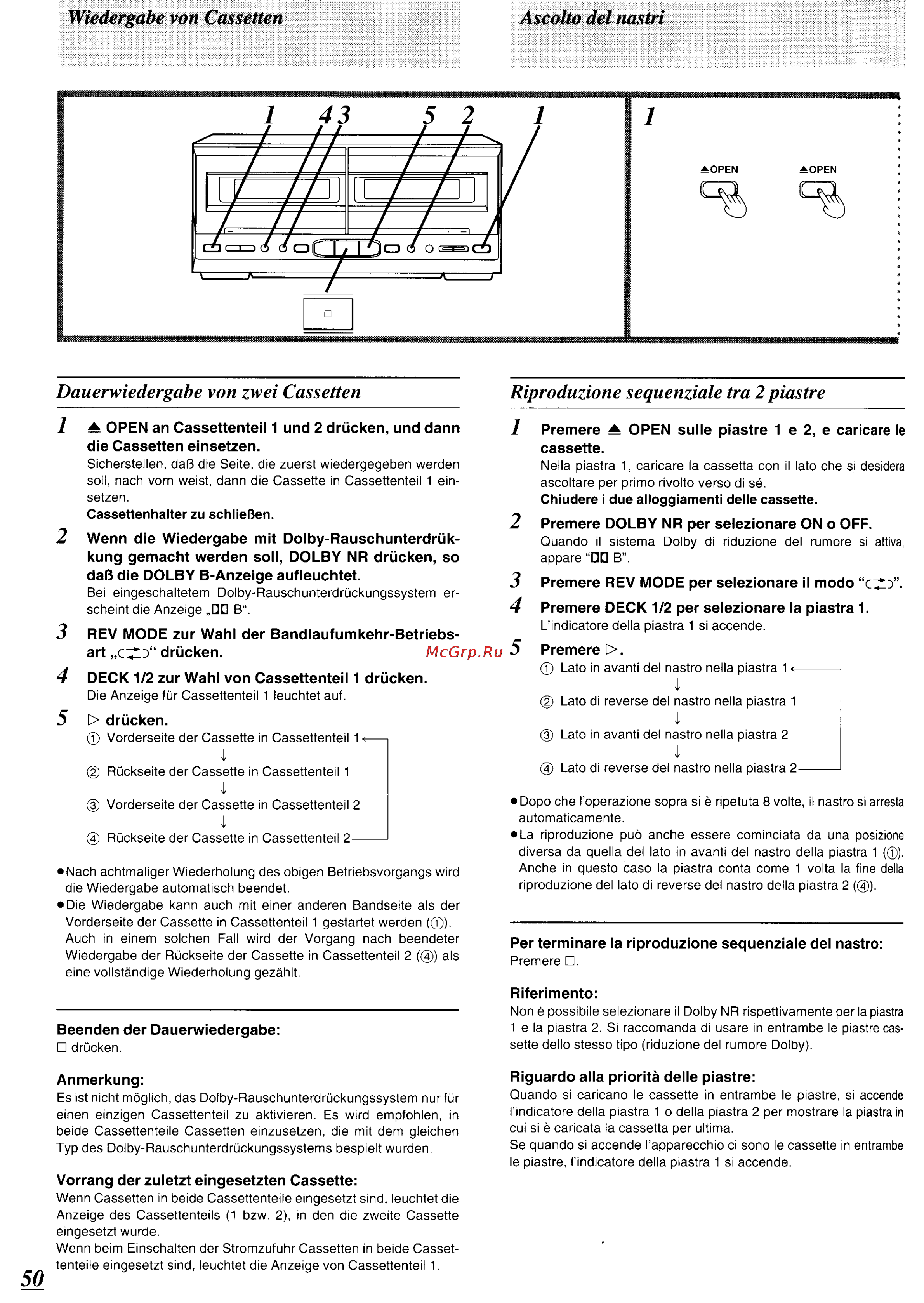 Technics SC-CH570 [47/105] Dauerwiedergabe von zwei cassetten