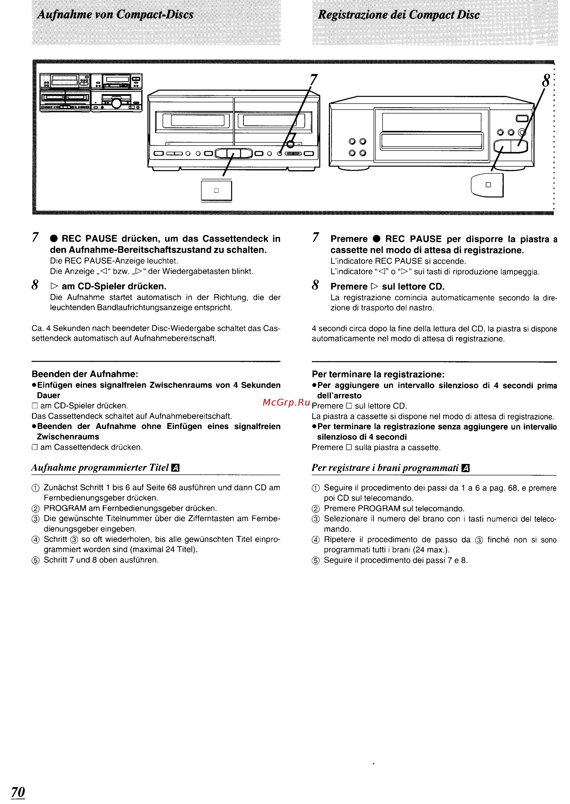 Technics SC-CH570 [66/105] Aufnahme von compact discs registrazione dei compact disc