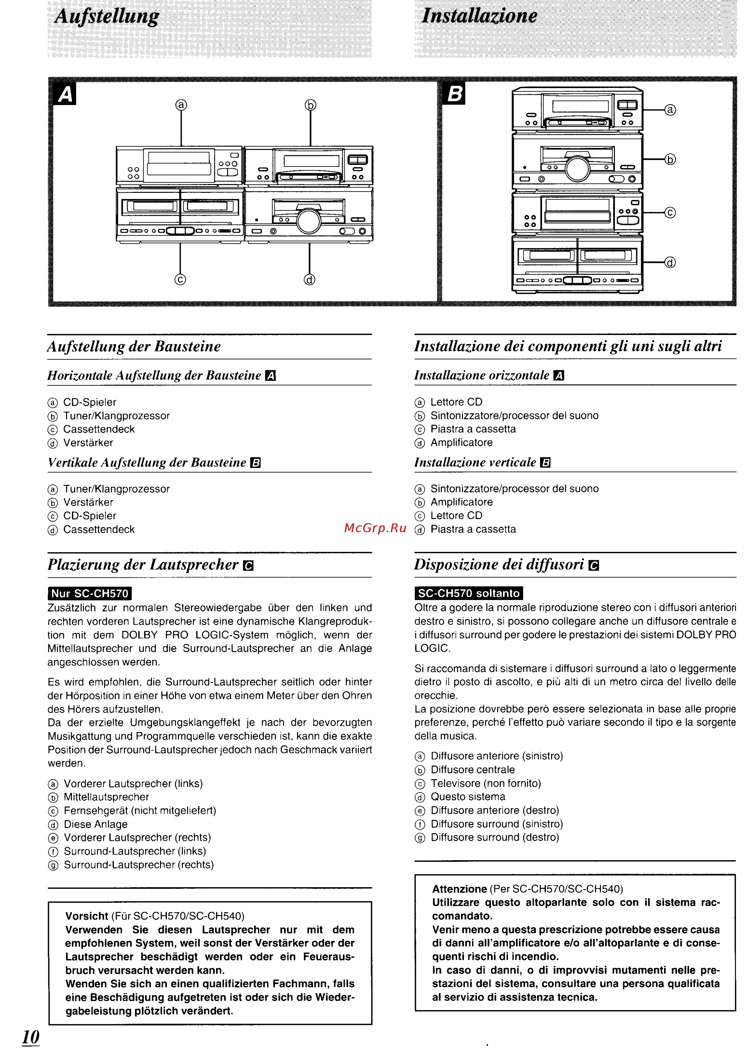 Technics SC-CH540 [7/105] Vertikale aufstellung der bausteine e